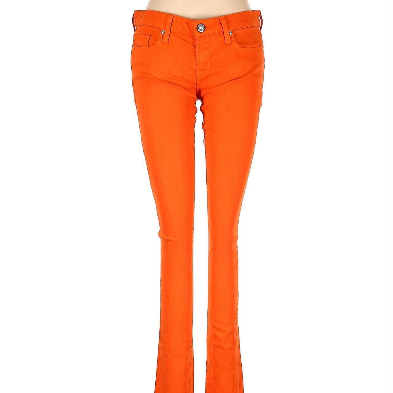 Vintage OCJ Jeans Y2K low rise orange kick-flare ultra slim thighs Size 29" - 5 Thumbnail