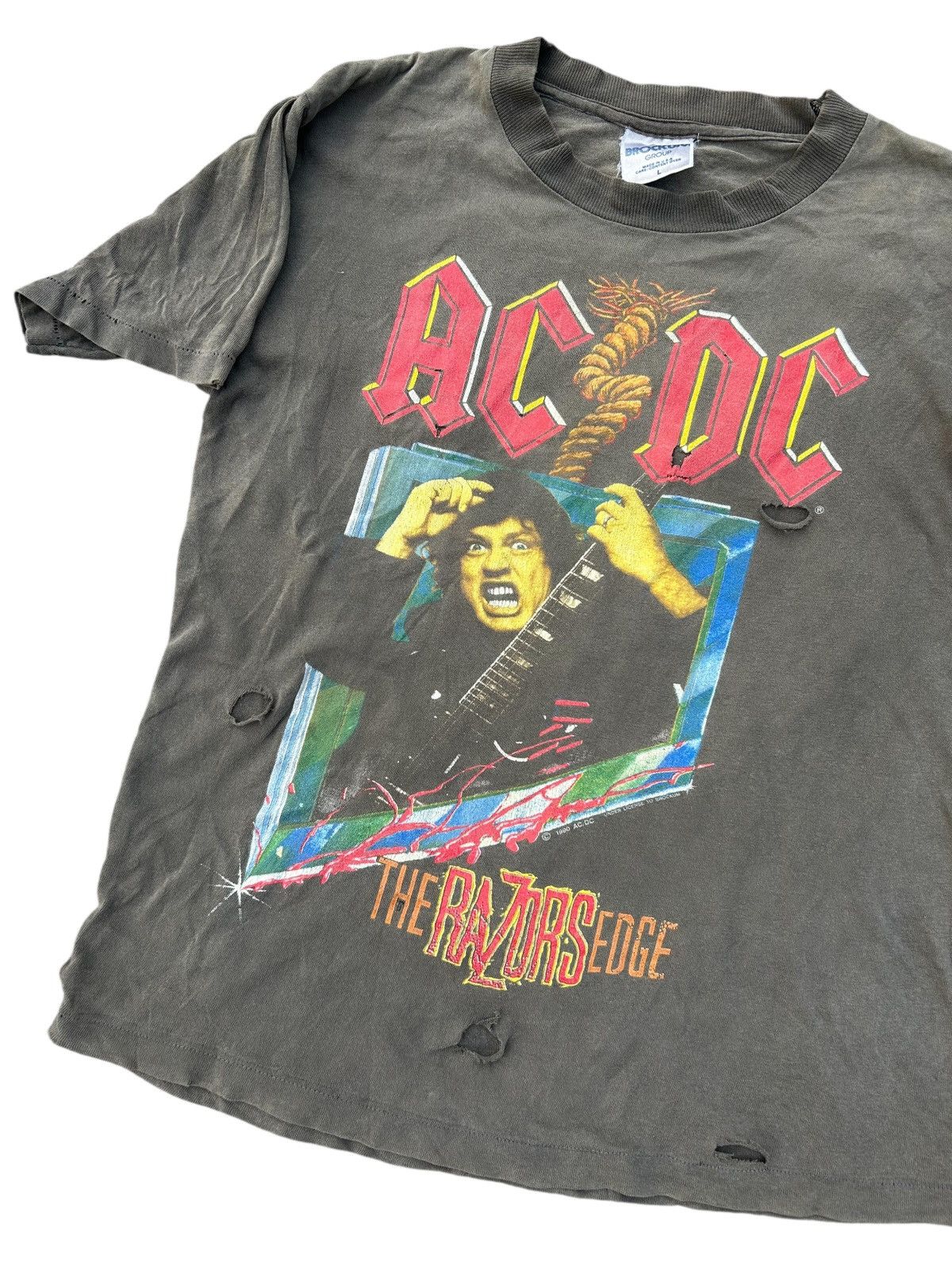 Band Tees 80s' THRASHED VINTAGE ACDC BAND SUNFADED REPAIR ALTE SHIRT Size US S / EU 44-46 / 1 - 1 Thumbnail