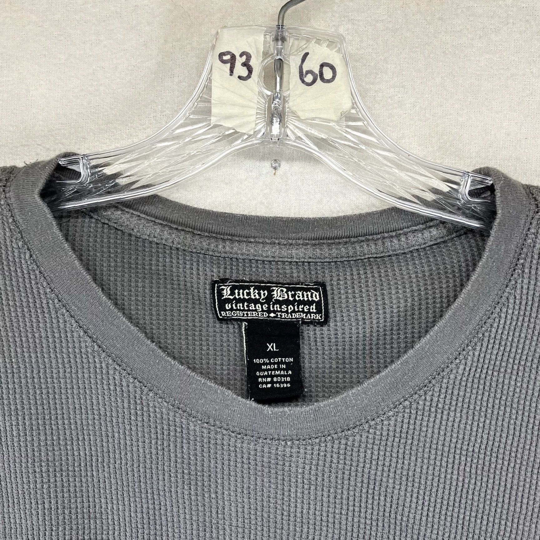 Lucky Brand VINTAGE Lucky Brand Thermal Long Sleeve Shirt Mens XL Gray Skate Grunge Y2K Size US XL / EU 56 / 4 - 6 Thumbnail