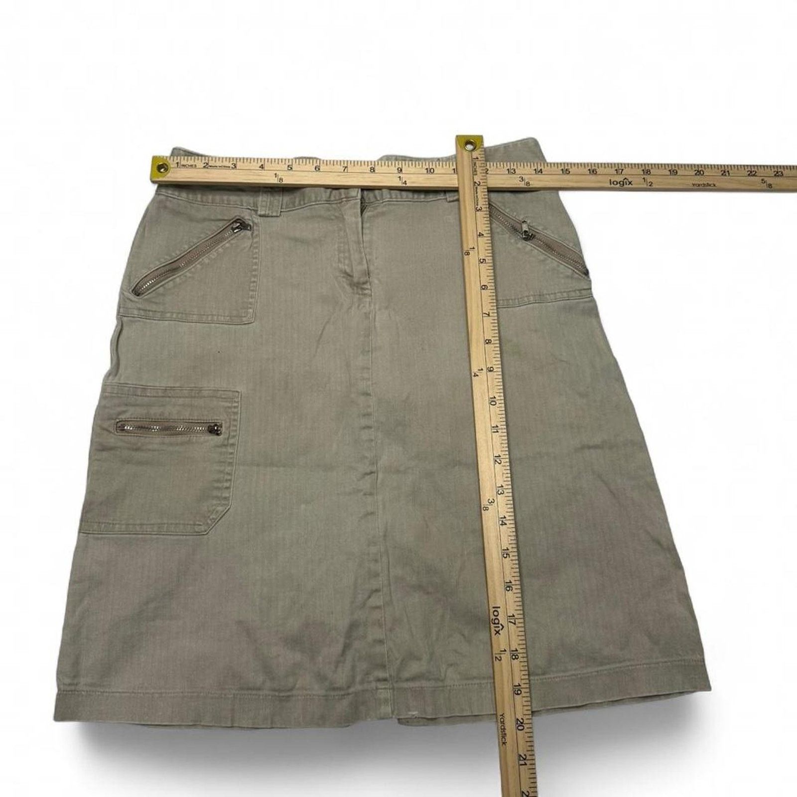 Other Exact Change Y2K 2000s Khaki Zipper Detailed Skirt Belt Loop Size 30" / US 8 / IT 44 - 3 Thumbnail