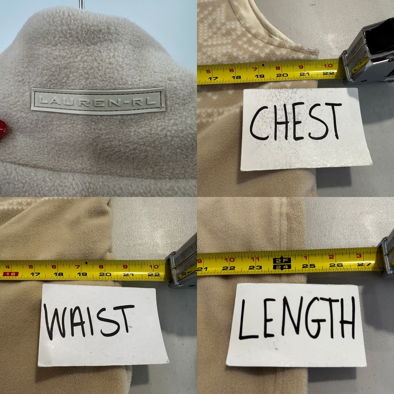 Ralph Lauren Lauren Ralph Lauren Vest Womens XL Beige Fleece Zip Up Fair Isle Snowflake Pockets Full Zip Size XL / US 12-14 / IT 48-50 - 8 Thumbnail