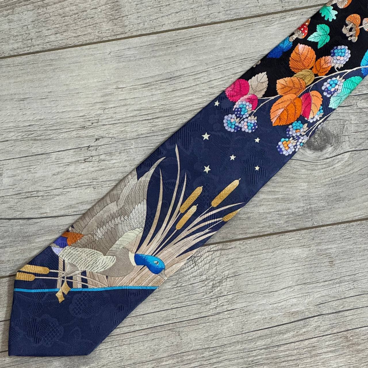 Leonard Paris Leonard Paris Goose and Mushrooms Pattern Silk Tie Size ONE SIZE - 1 Thumbnail