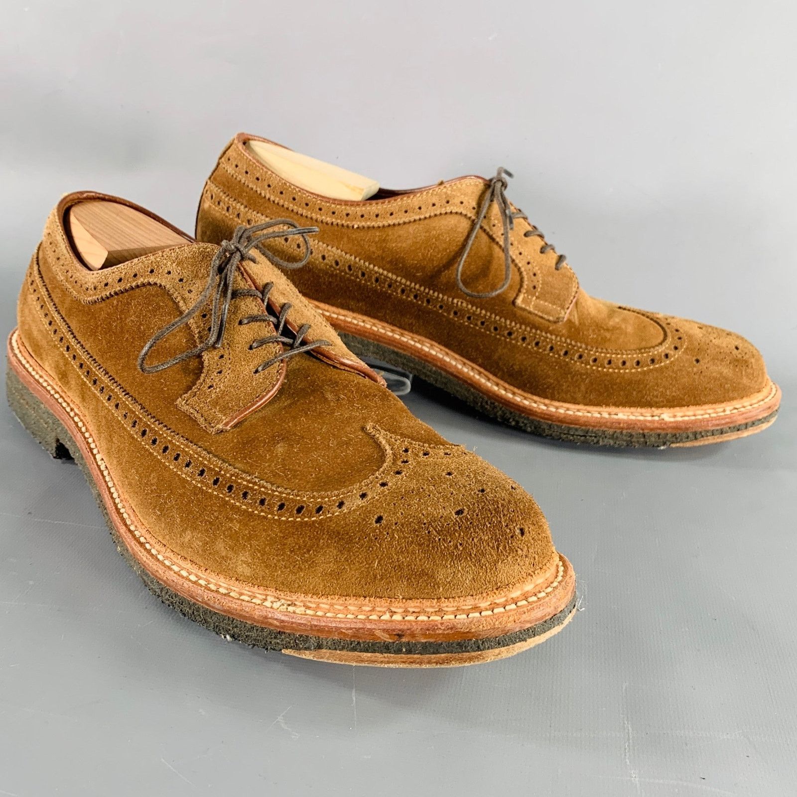 Alden ALDEN Size 12.5 Brown Perforated Suede Wingtip Lace-Up Shoes Size US 12.5 / EU 45-46 - 1 Thumbnail