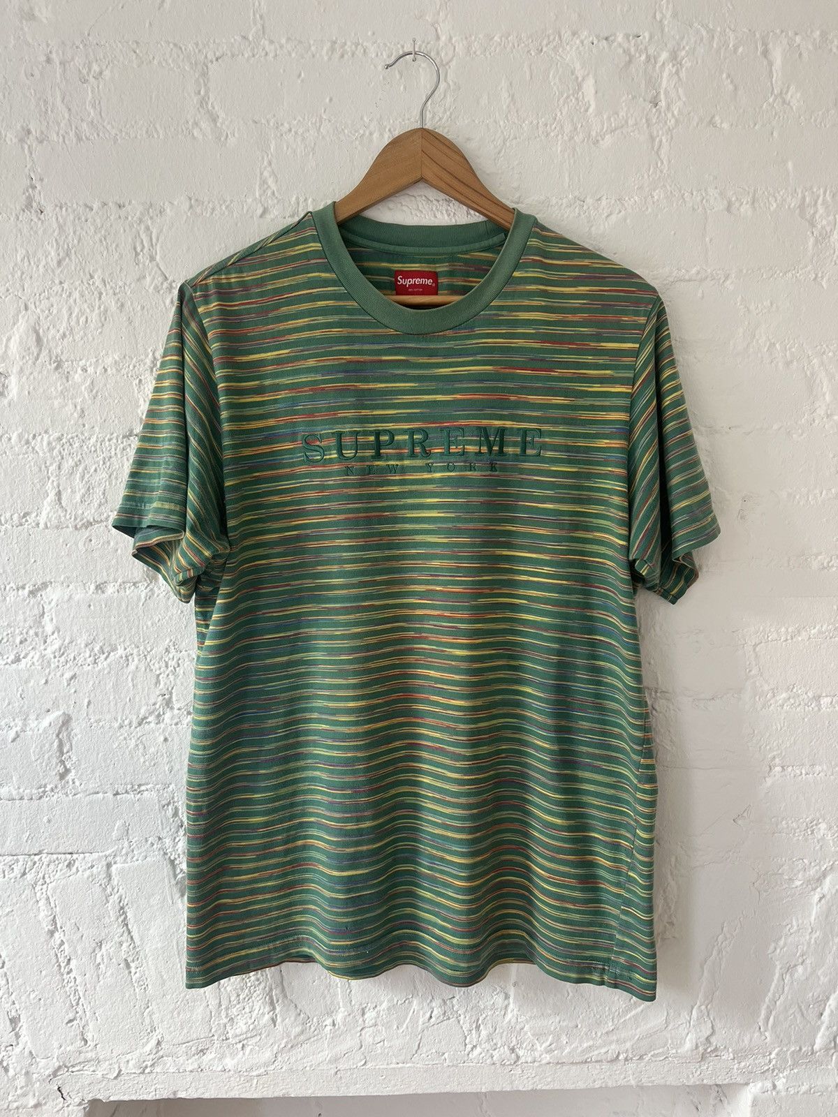 Supreme Green store Static Stripe Shirt SS18