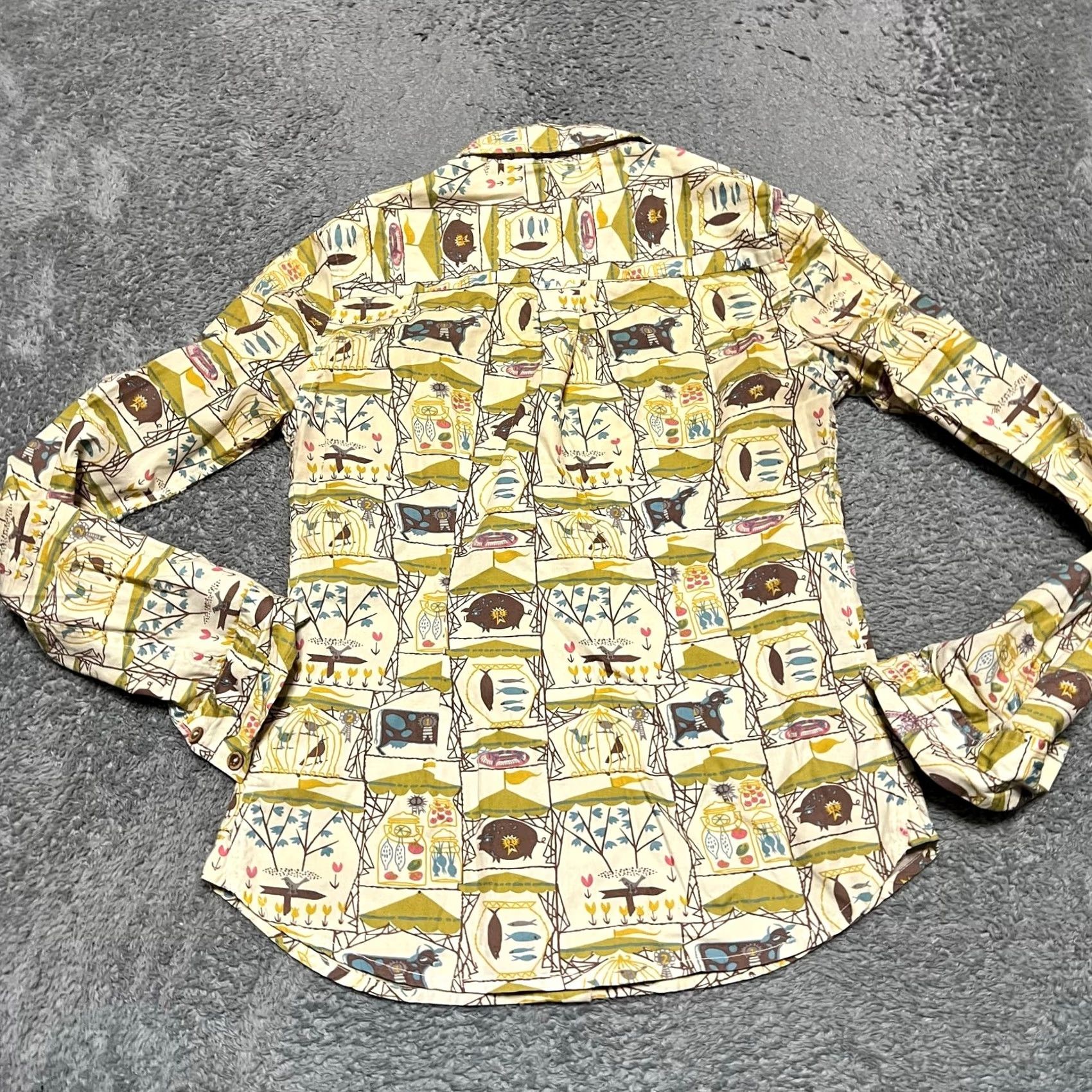 Anthropologie Odille Anthropologie Shirt Women 0 XS All Over Print Long Sleeve Button-Up Cow Farm Size XS / US 0-2 / IT 36-38 - 3 Thumbnail