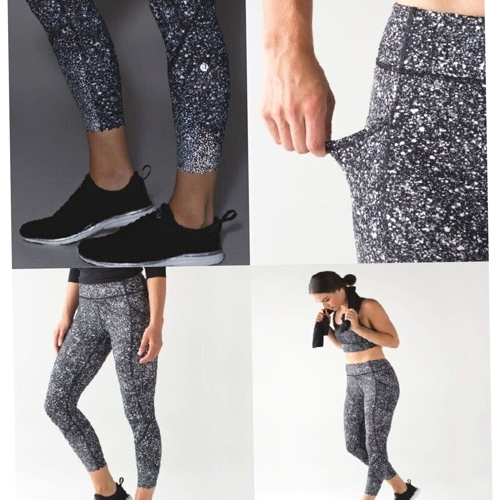 Lululemon Lululemon Women's Tight Stuff II Luminesce Splatter White Black / Black Sz 6 Size ONE SIZE - 7 Thumbnail