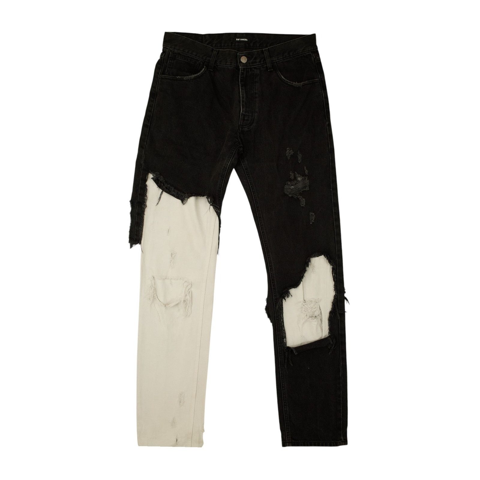 パンツ RAF SIMONS Destroyed Denim short 20ss Raf Simons Destroyed Denim Pants in Light Blue | FWRD