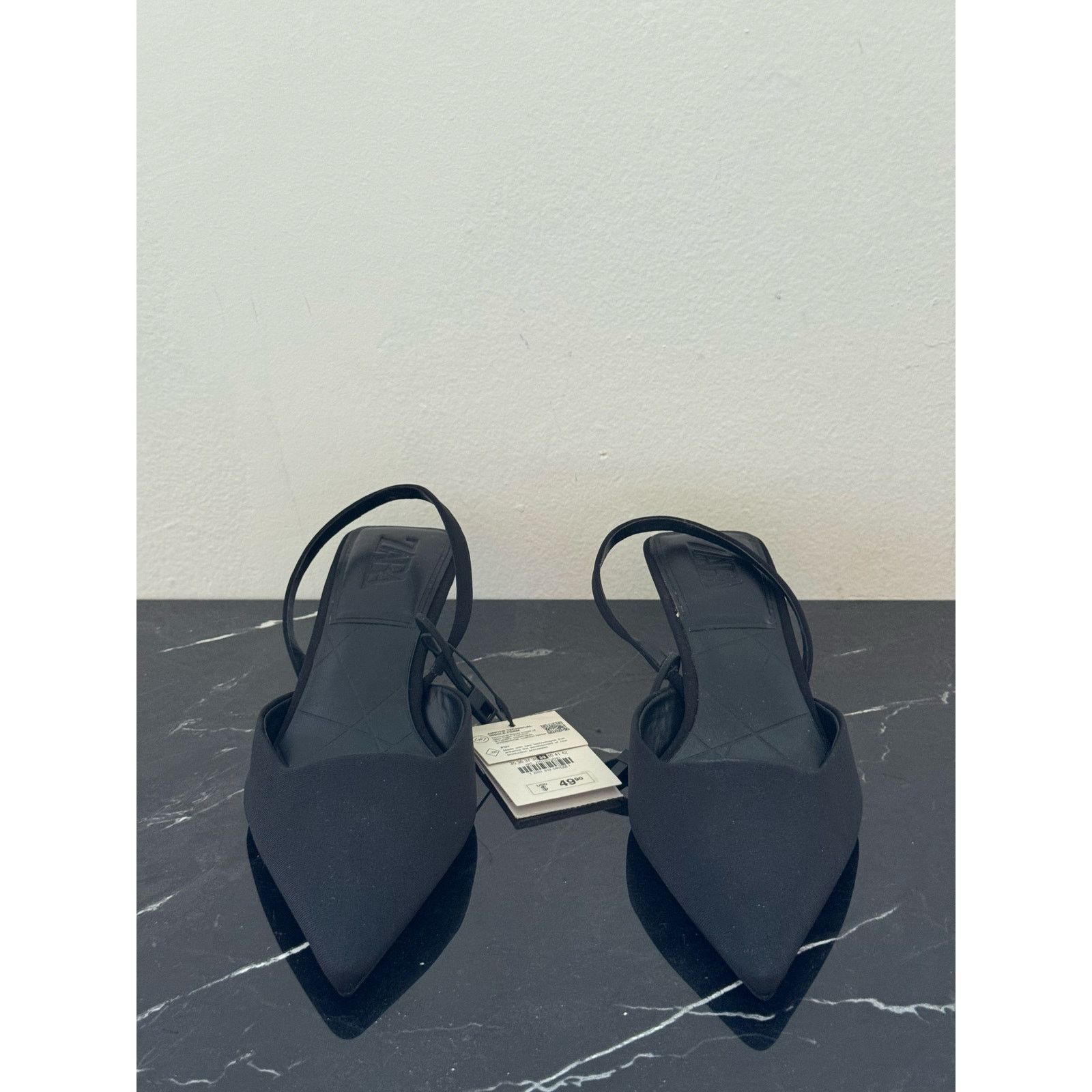 Zara Zara Black Pointed Toe Slingback Kitten Heels Size US 9 / IT 39 - 2 Thumbnail