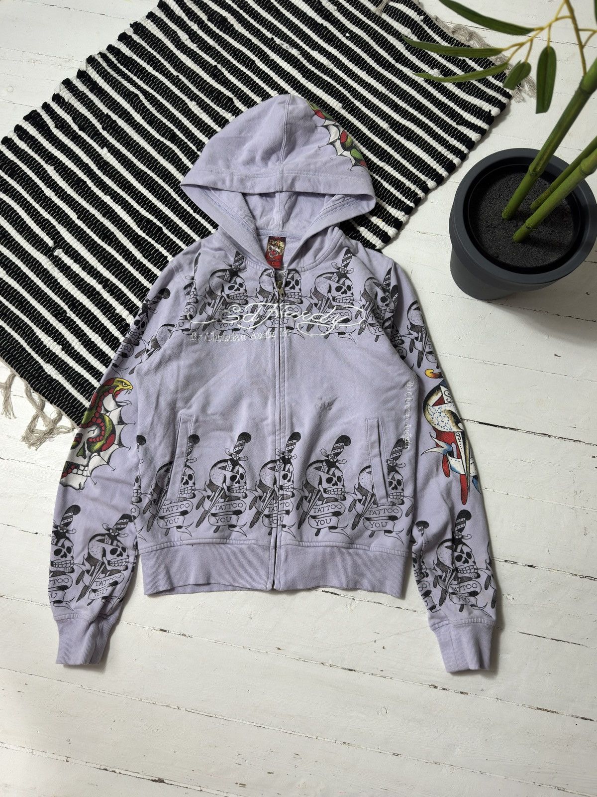 Ed Hardy VINTAGE ED HARDY ALL PRINTED 2000s ZIP UP HOODIE Size L / US 10 / IT 46 - 2 Thumbnail