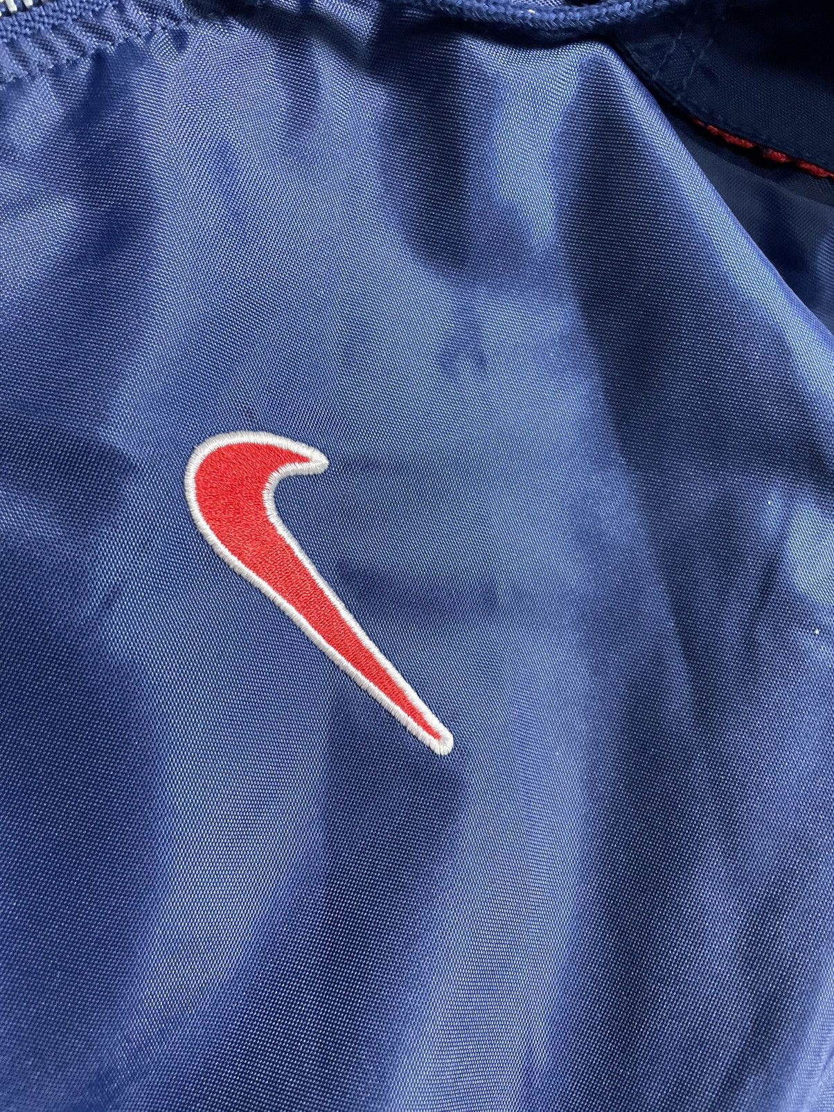 Nike × Vintage Vintage 90's Nike Big Swoosh Logo Drill Y2K Nylon Jacket Size US XL / EU 56 / 4 - 6 Thumbnail