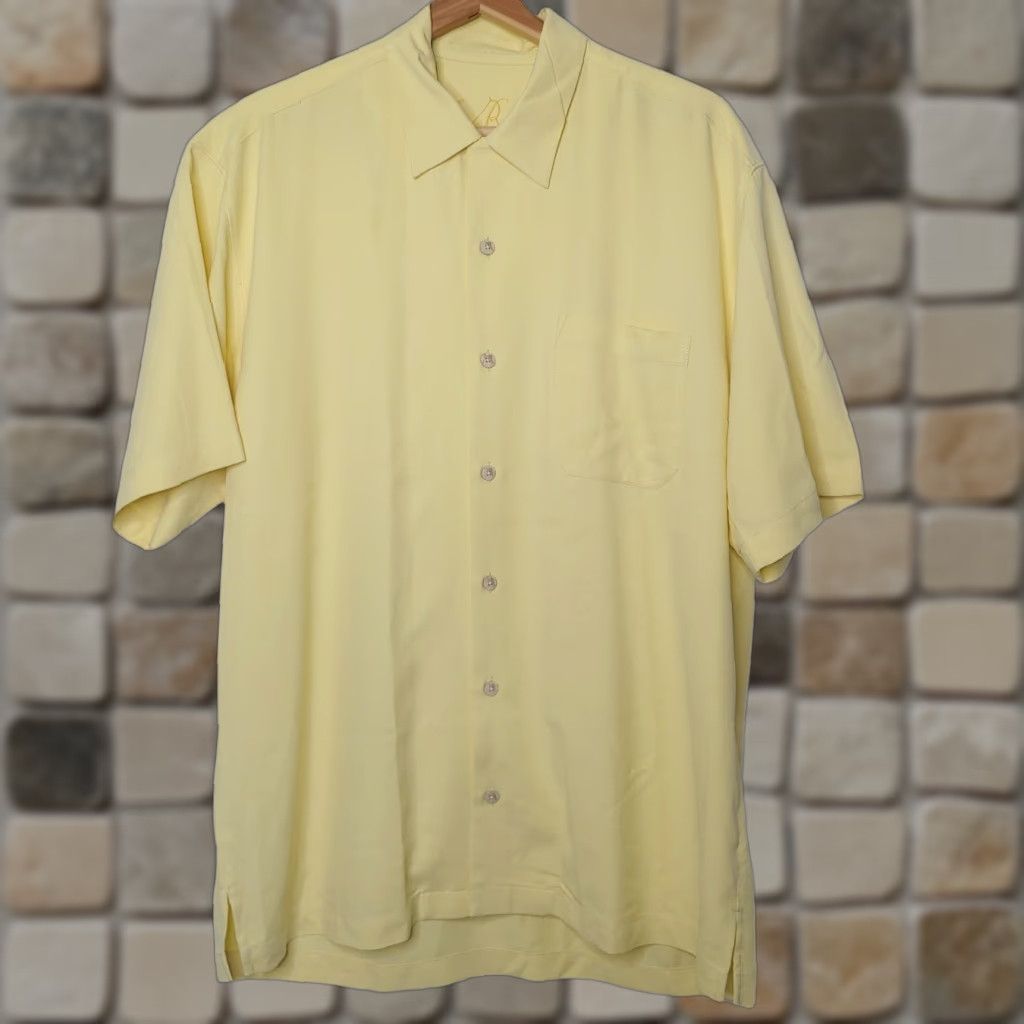 Tommy Bahama VINTAGE Tommy Bahama Shirt Button-Up Collared Silk Beach Yellow M Adult Medium Short Sleeve 48" Chest Bahamas Beach Cruise 90s Mens Size US M / EU 48-50 / 2 - 1 Thumbnail