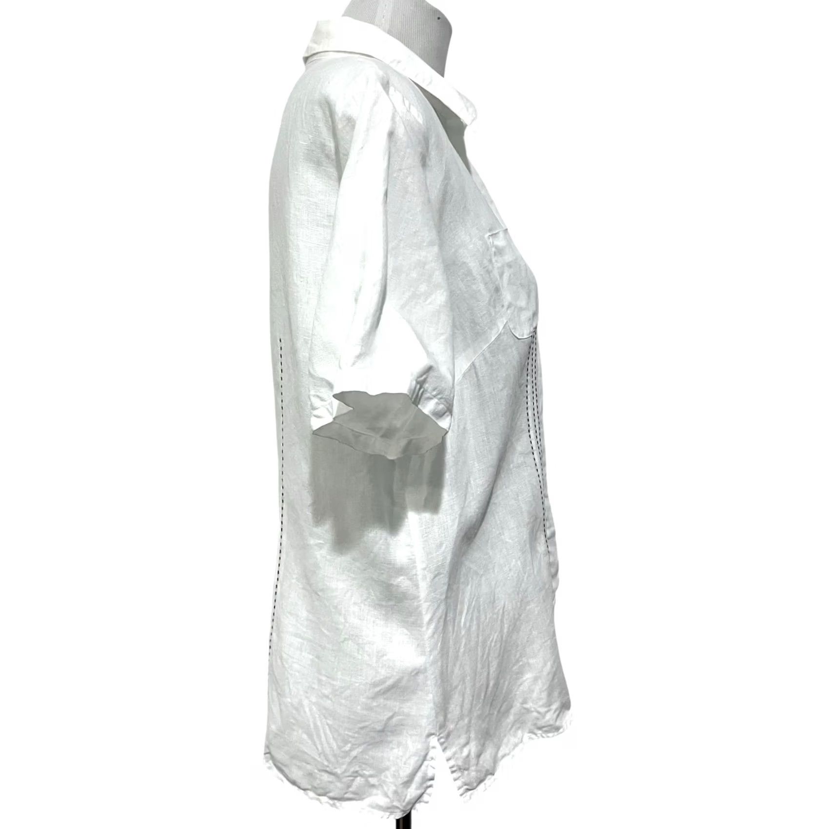 Vintage Richard Malcolm Irish Linen Blouse Button Front Top White Short Sleeve Womens XL Size XL / US 12-14 / IT 48-50 - 7 Thumbnail
