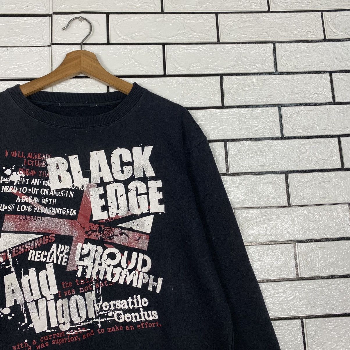 Japanese Brand Punk Design Biker Sweatshirt Black Edge Big Logo Size US M / EU 48-50 / 2 - 7 Thumbnail