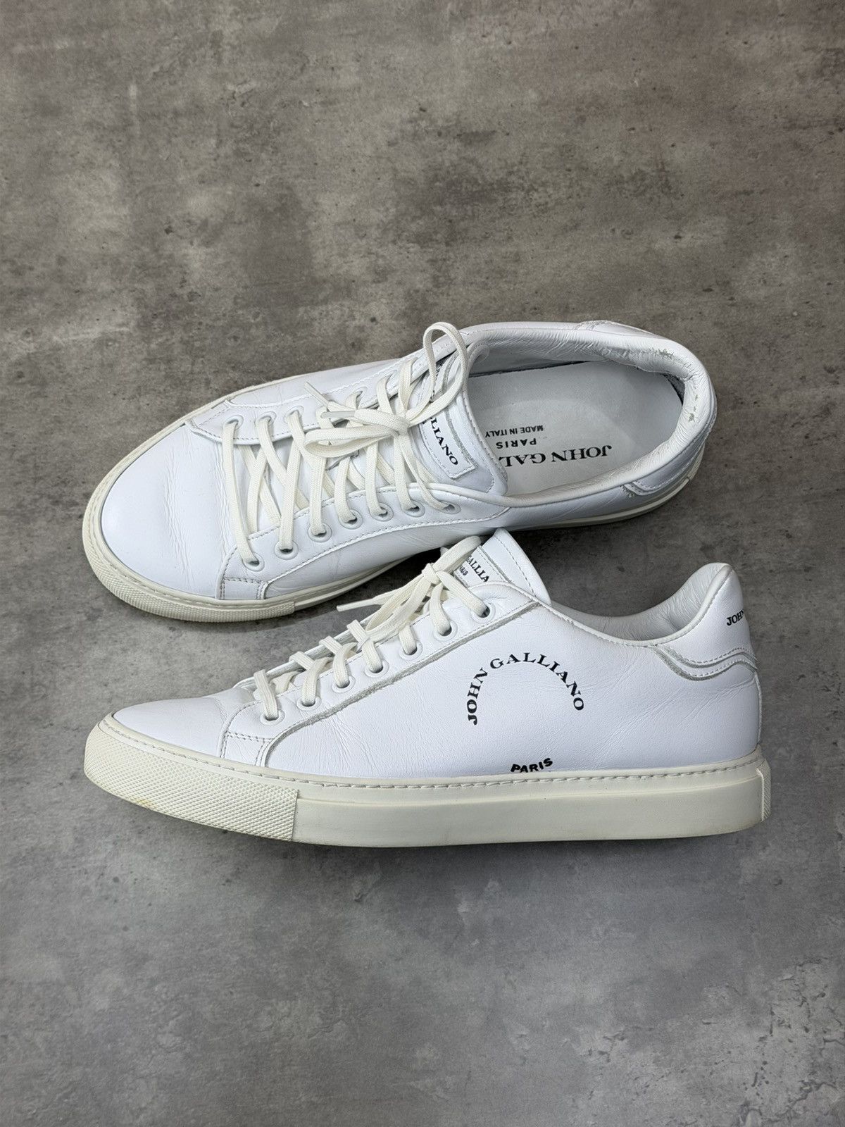 John Galliano John Galliano Paris White Leather Sneakers Size 38 Size US 8 / IT 38 - 1 Thumbnail
