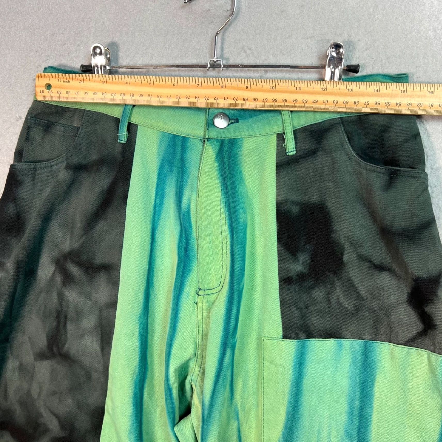 Vintage Wood & Mountain Womens Size Large Tie-Dye Green & Black Pants Wide-Leg Size 36" / US 14 / IT 50 - 5 Thumbnail