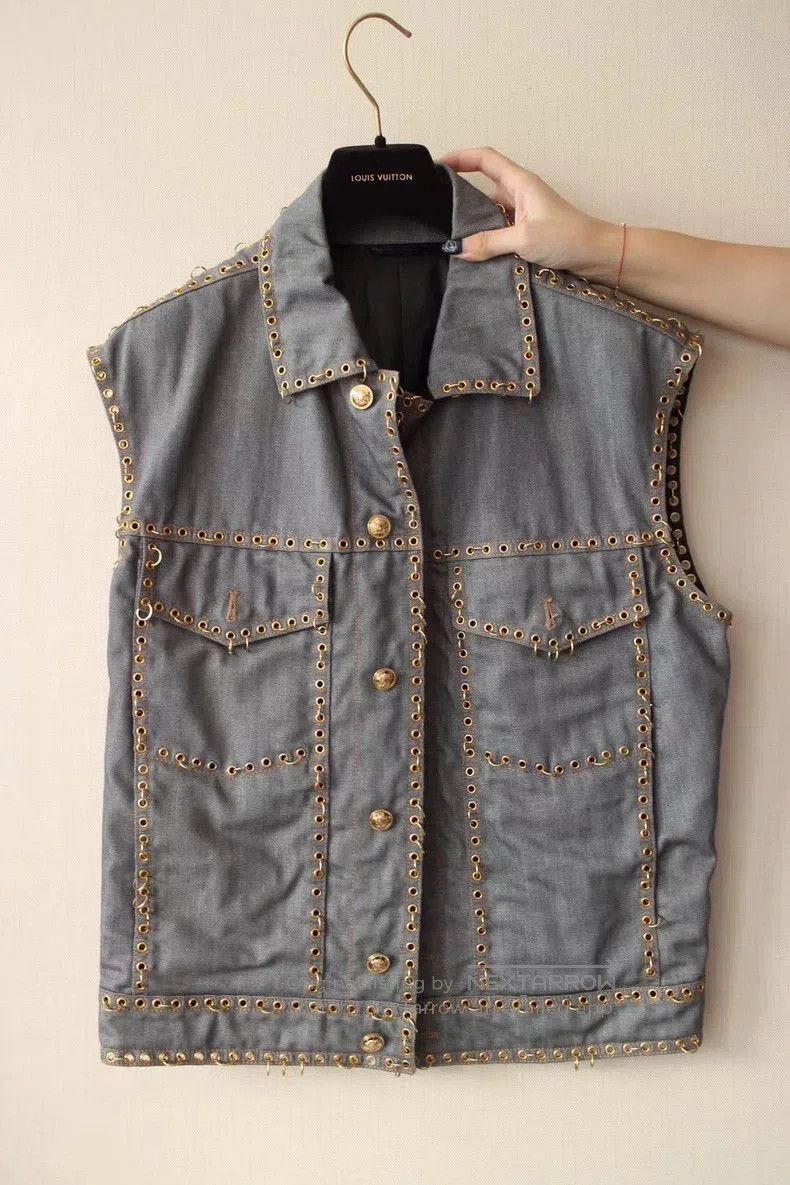 Versace VERSACE Punk Denim Leather Vest. Size US M / EU 48-50 / 2 - 1 Thumbnail