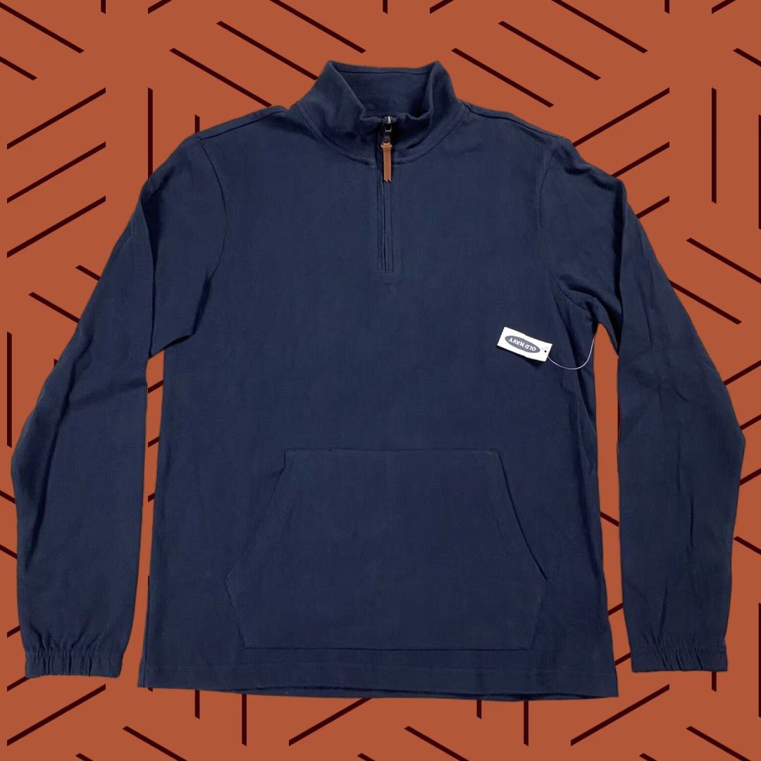 Old Navy NWT MENS Old Navy Cotton Pullover 1/4 ZIP Mock Neck Sweater SZ M Pocketed Blue Size US M / EU 48-50 / 2 - 1 Thumbnail