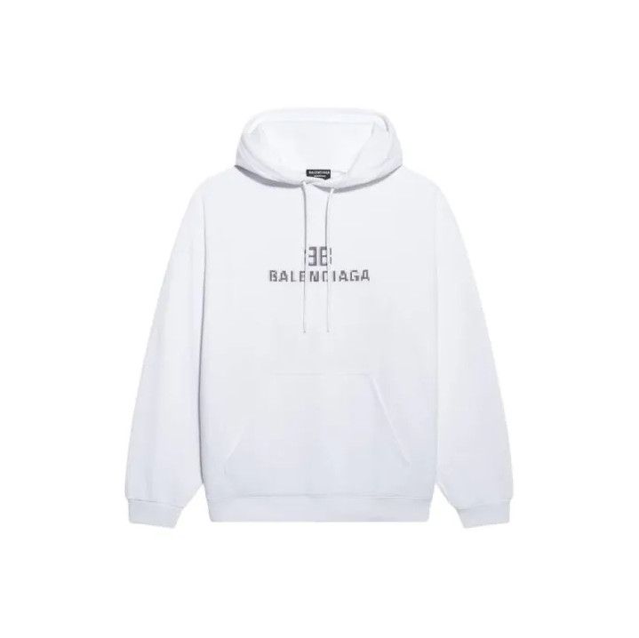 Balenciaga Balenciaga White Drawstring Long Sleeve Hoodie Size US M / EU 48-50 / 2 - 1 Thumbnail