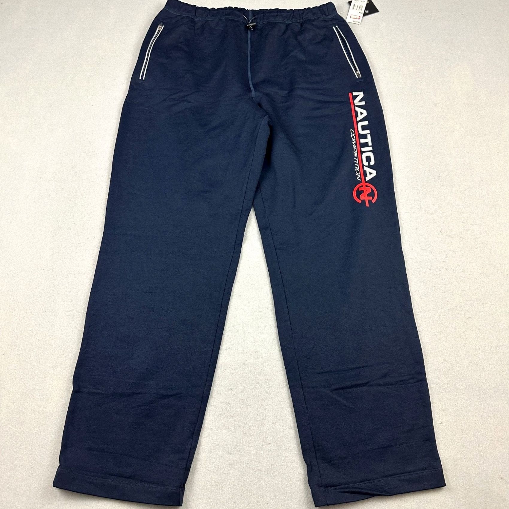 Nautica Nautica Competition Pants Men XL Blue Windbreaker Style Reflective Pockets Nylon Polyester Cotton Athletic Slim Straight Inseam 33 in Vintage Y2K Logo Size US 36 / EU 52 - 2 Thumbnail