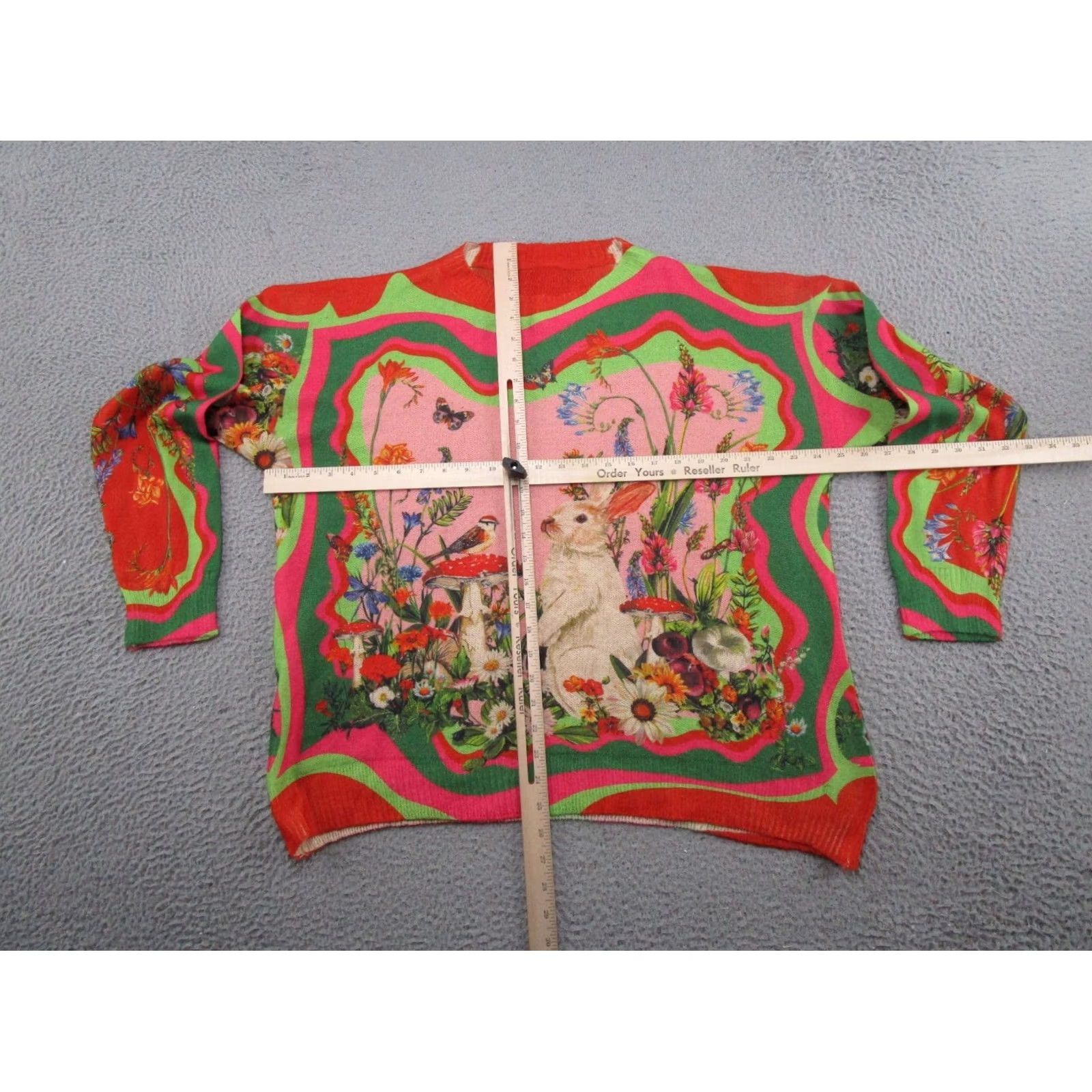 Vintage Animal Print Rabbit Mushrooms Women’s Long Sleeve Sweater XL Lightweight AOP Size XL / US 12-14 / IT 48-50 - 3 Thumbnail