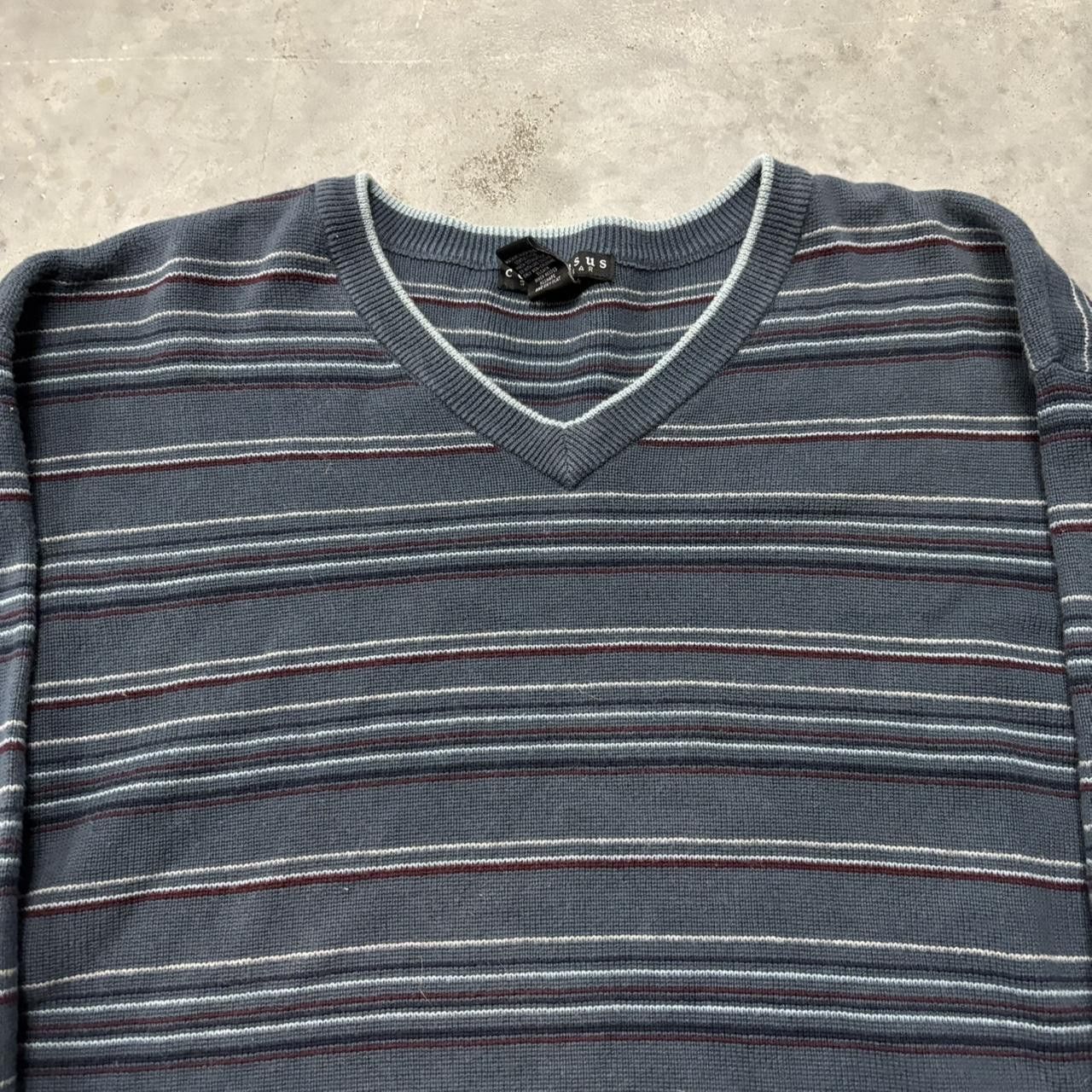 Japanese Brand × Vintage Crazy Vintage Y2K/2000s Grunge Blue Striped Skater Sweater! Size US L / EU 52-54 / 3 - 2 Thumbnail