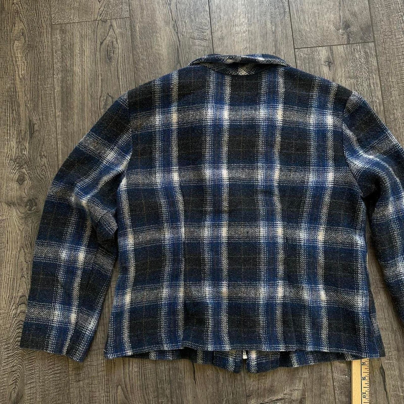 Vintage Vintage 70s 80s Retro Plaid Wool Zip Up Cropped Work Jacket Size M / US 6-8 / IT 42-44 - 8 Thumbnail