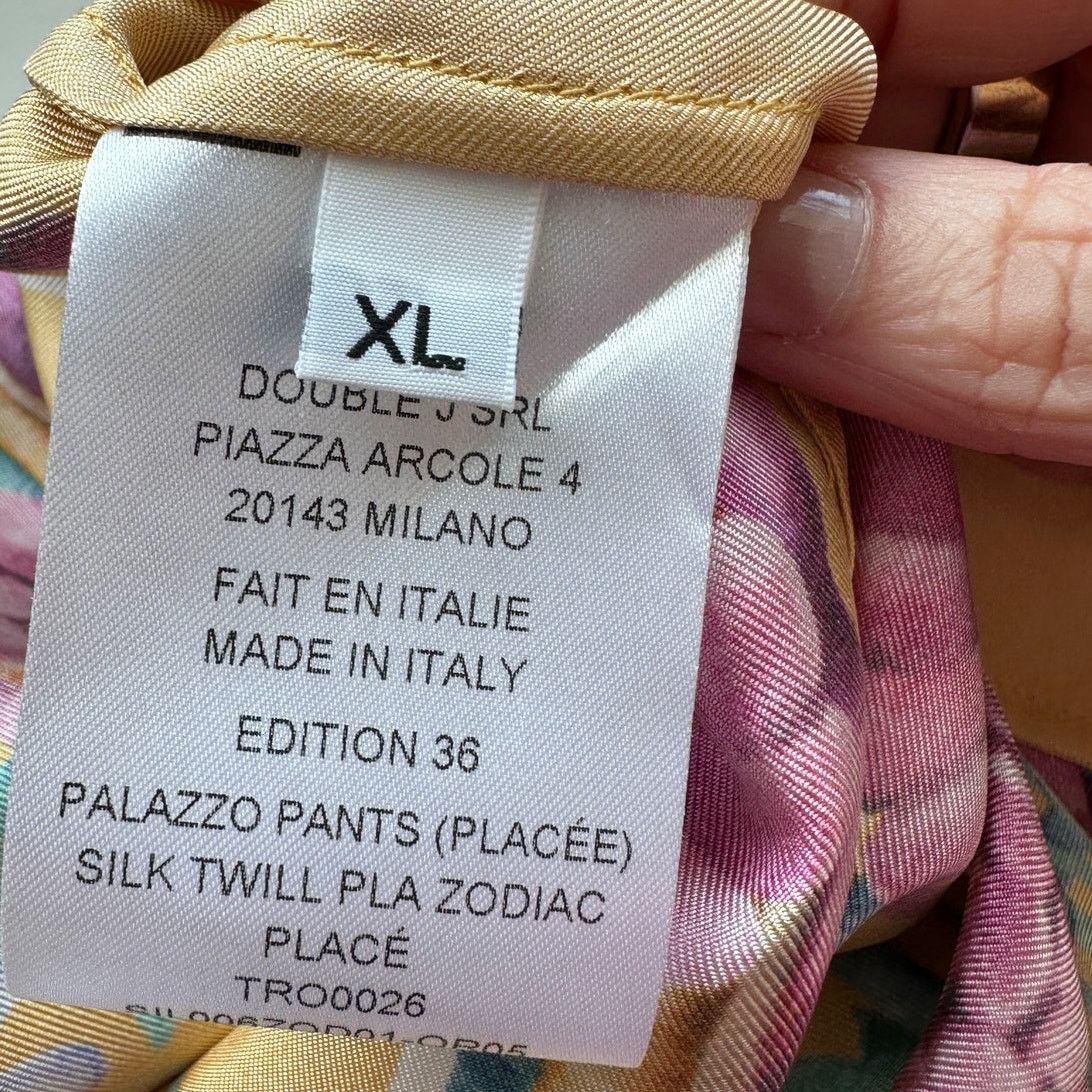 La DoubleJ La DoubleJ Yellow Multi-Color Printed Silk Palazzo Pant XL Size 36" / US 14 / IT 50 - 13 Thumbnail