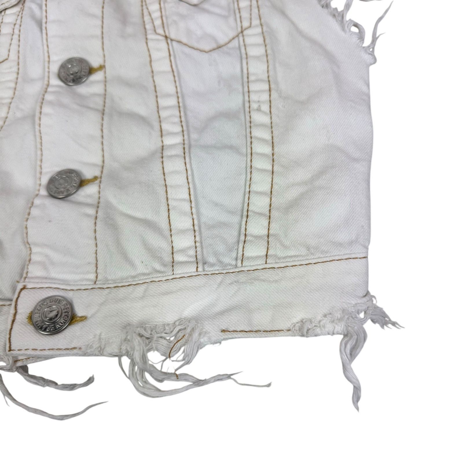 True Religion True Religion Leah Kylie Womens White Cotton Trucker Vest XS Size XS / US 0-2 / IT 36-38 - 8 Thumbnail
