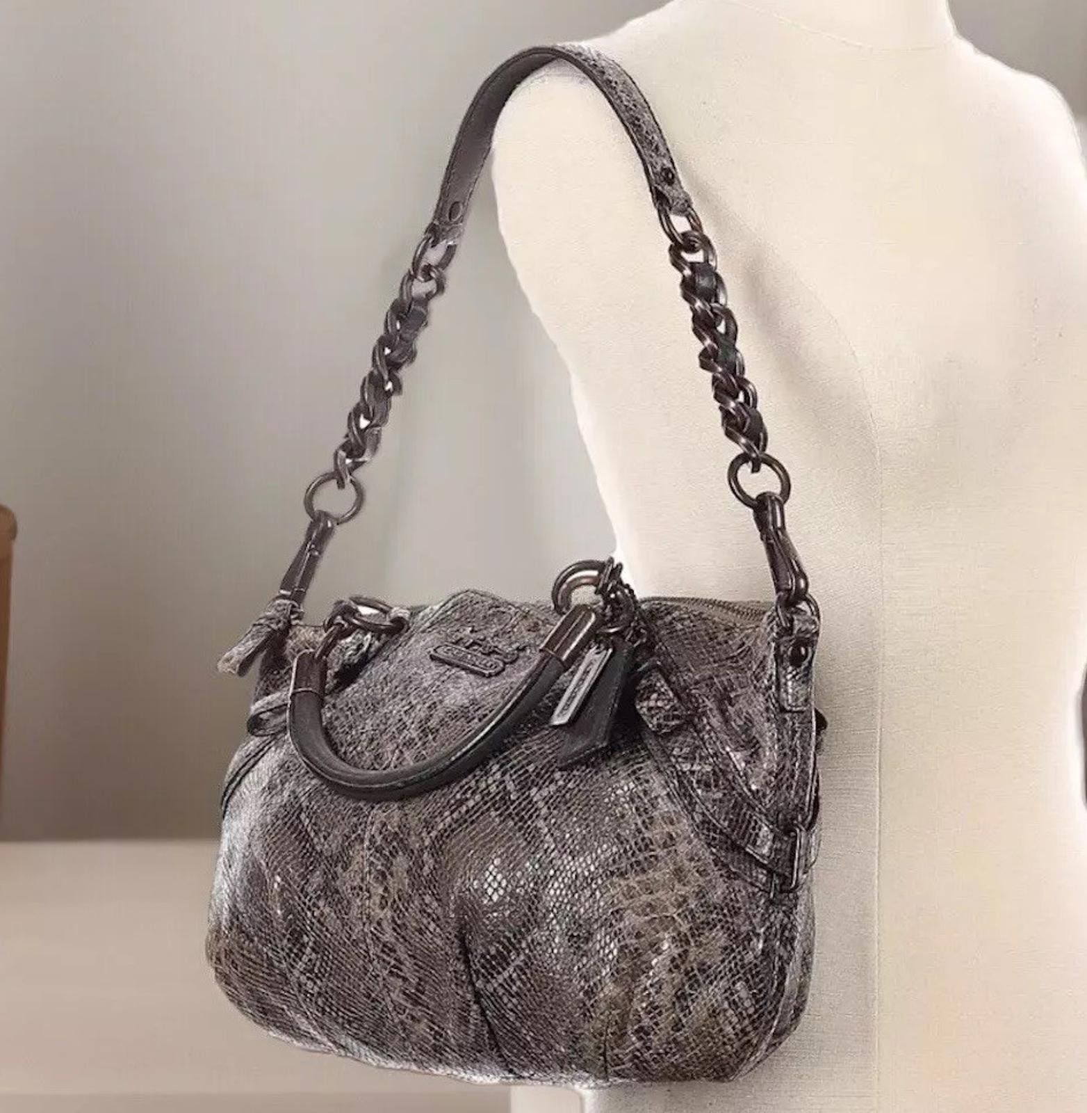 Coach Coach Snakeskin Hand Bag Purse Tote Satchel Soft Leather Size ONE SIZE - 1 Thumbnail
