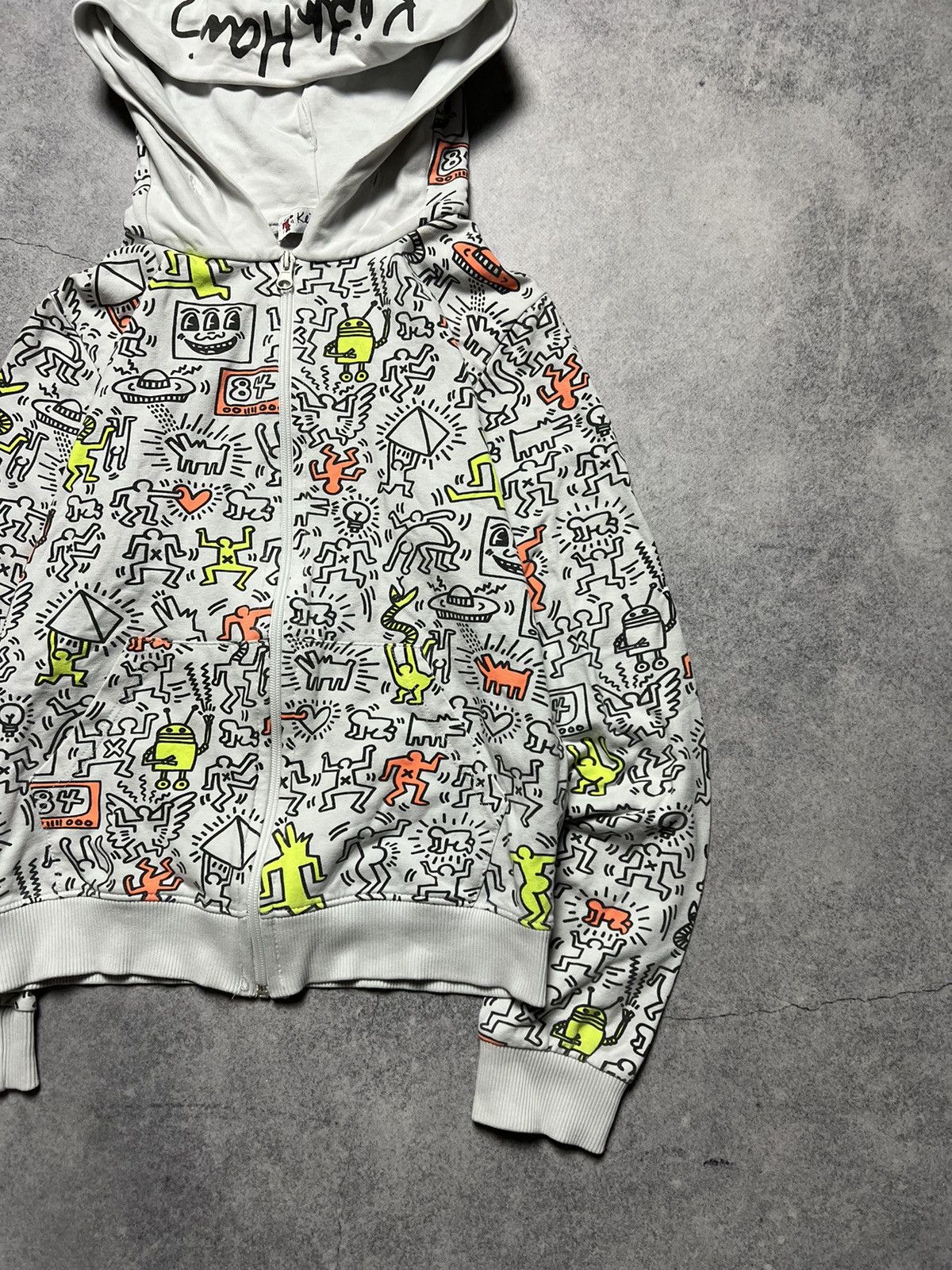 Keith Haring Vintage Keith Haring Monogram Overprinted Full Zip Hoodie Size S / US 4 / IT 40 - 3 Thumbnail