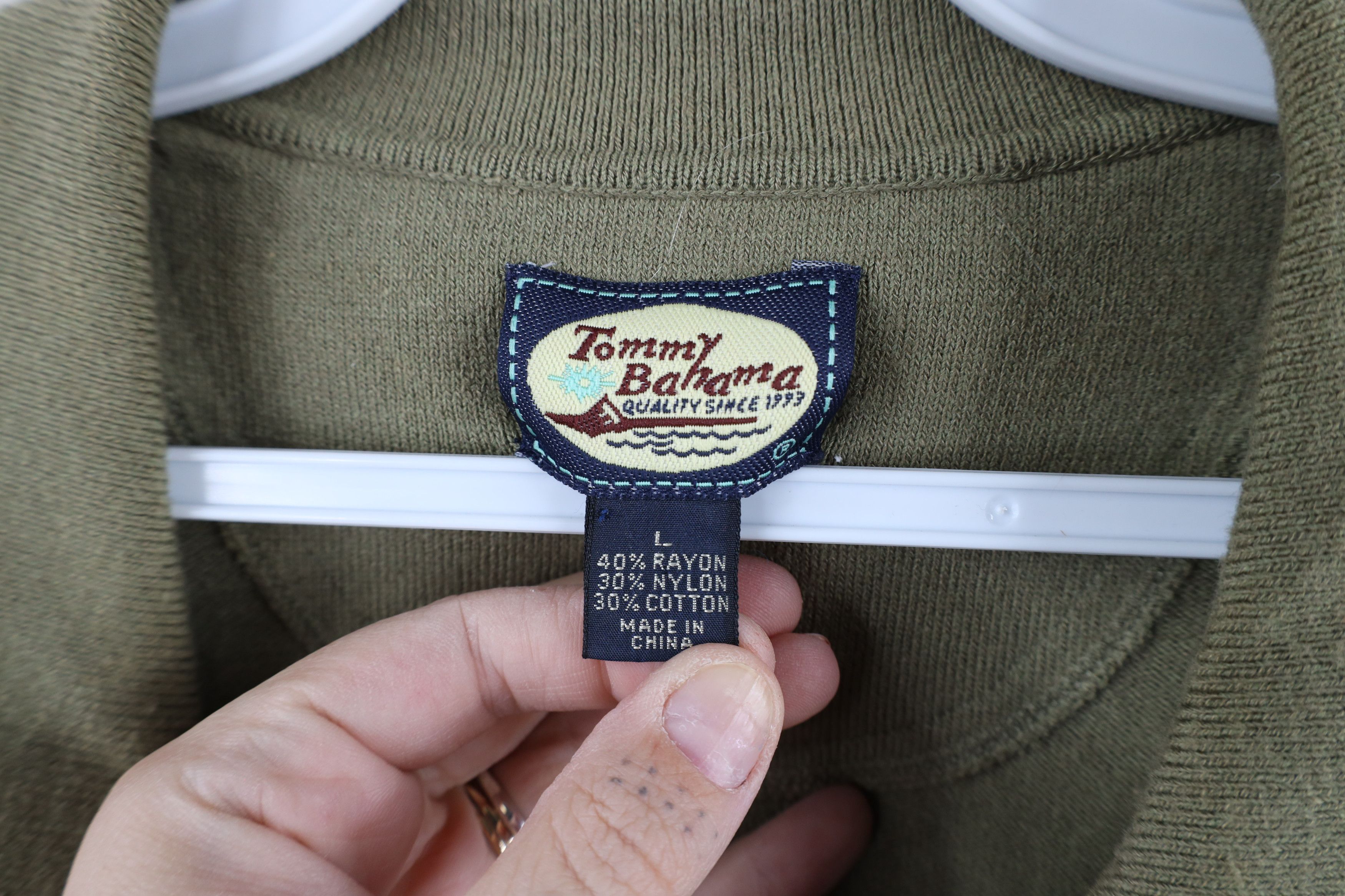 Tommy Bahama × Vintage Vintage 90s Tommy Bahama Looped Collar Button Shirt Green Size US L / EU 52-54 / 3 - 5 Thumbnail