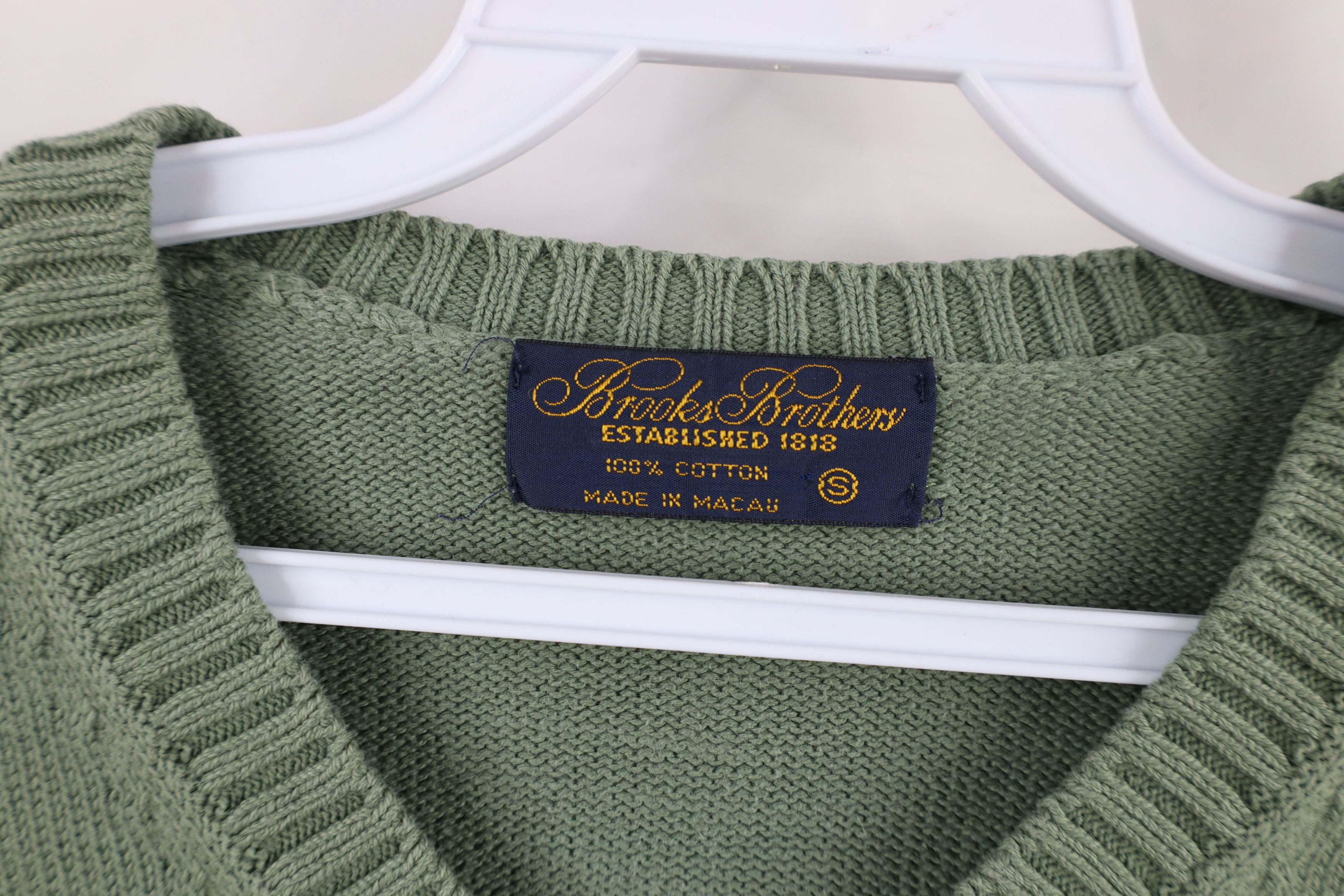 Brooks Brothers × Vintage Vintage 70s 80s Brooks Brothers Blank Cotton Knit Sweater Size US S / EU 44-46 / 1 - 8 Thumbnail