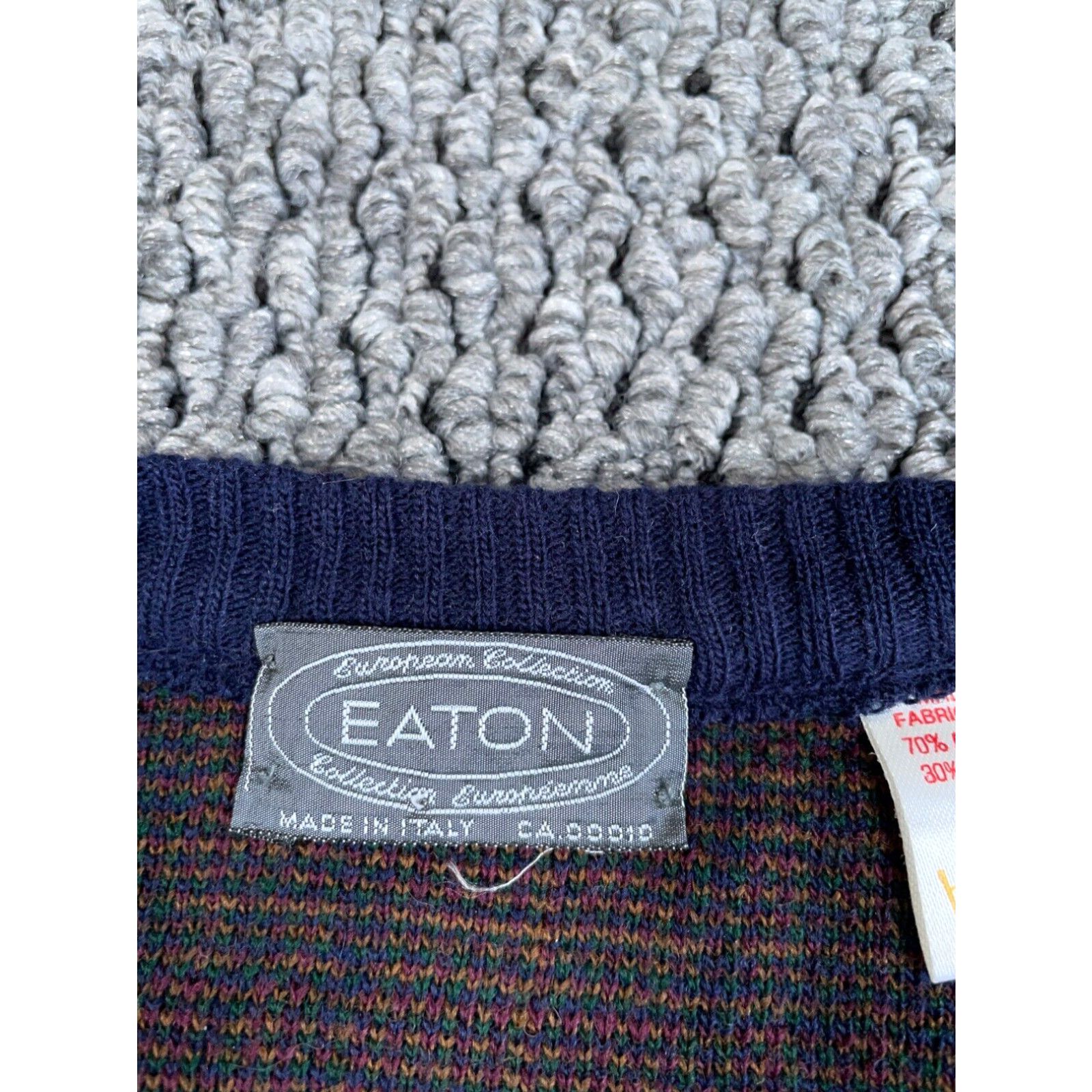 Vintage VTG 80s Eaton Shadow Plaid Paisley Sweater Vest Adult XL Blue Italy Knit Size US XL / EU 56 / 4 - 3 Thumbnail