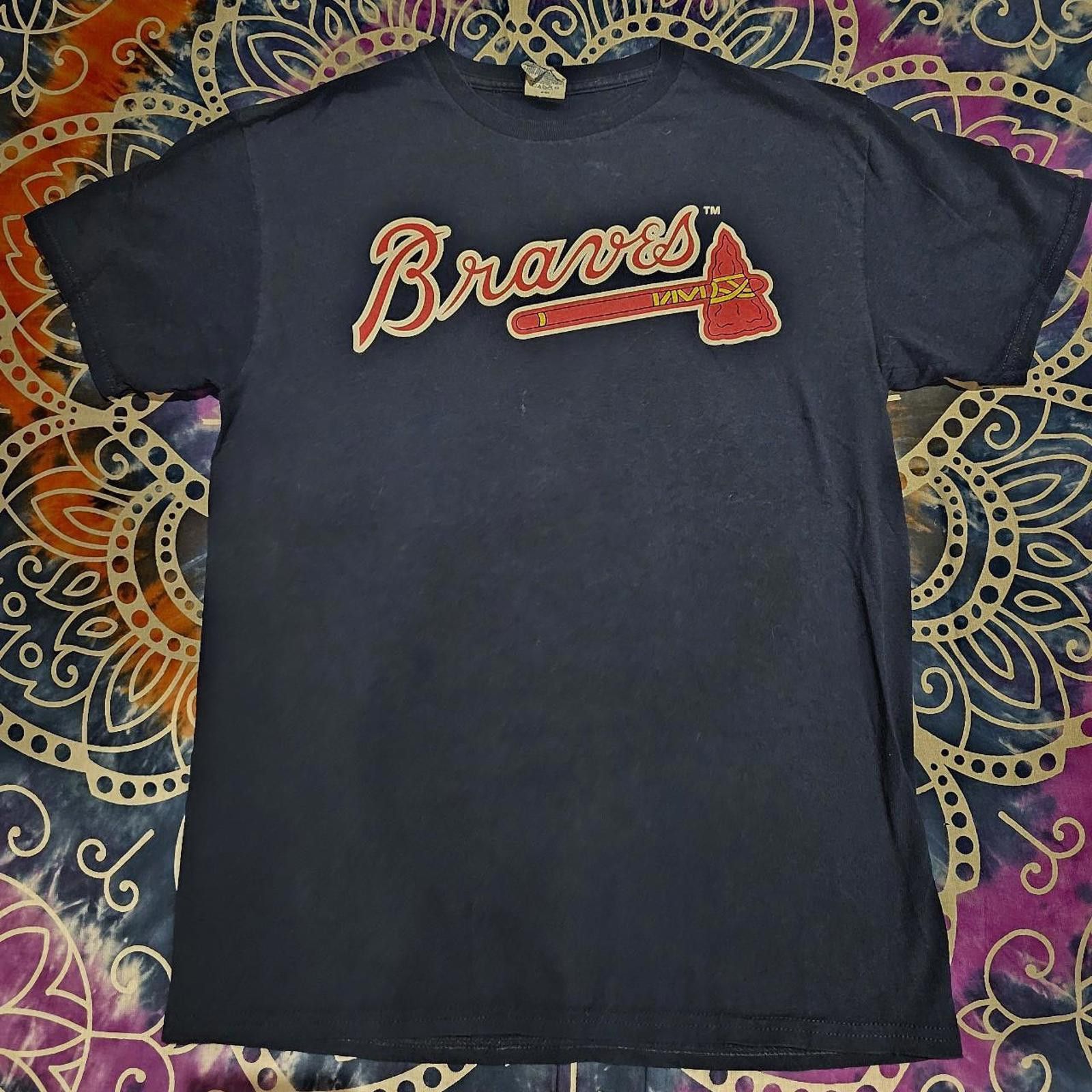 Designer Men's Red and Navy Braves T-shirt Size US M / EU 48-50 / 2 - 1 Thumbnail