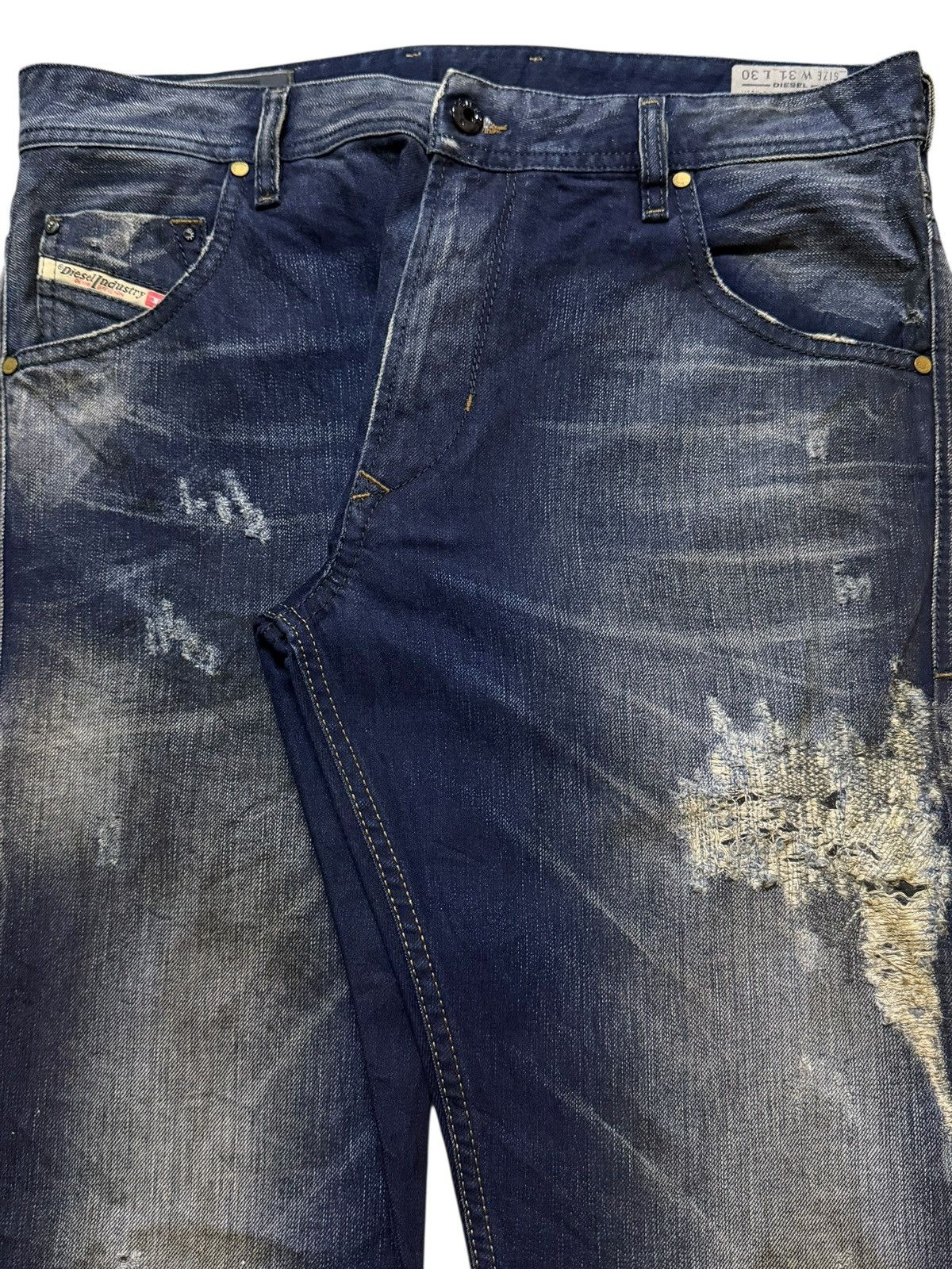 Diesel Vintage 90s Diesel Industry Mud Wash Faded Distress Sashiko Size US 33 - 3 Thumbnail
