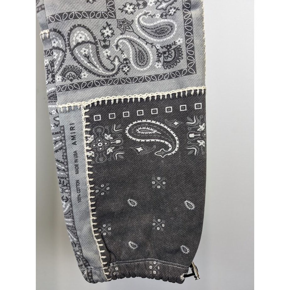 Amiri o1rshd1 Bandana Reconstruct Sweatpants & Joggers Black /Gray Size US 28 / EU 44 - 9 Thumbnail
