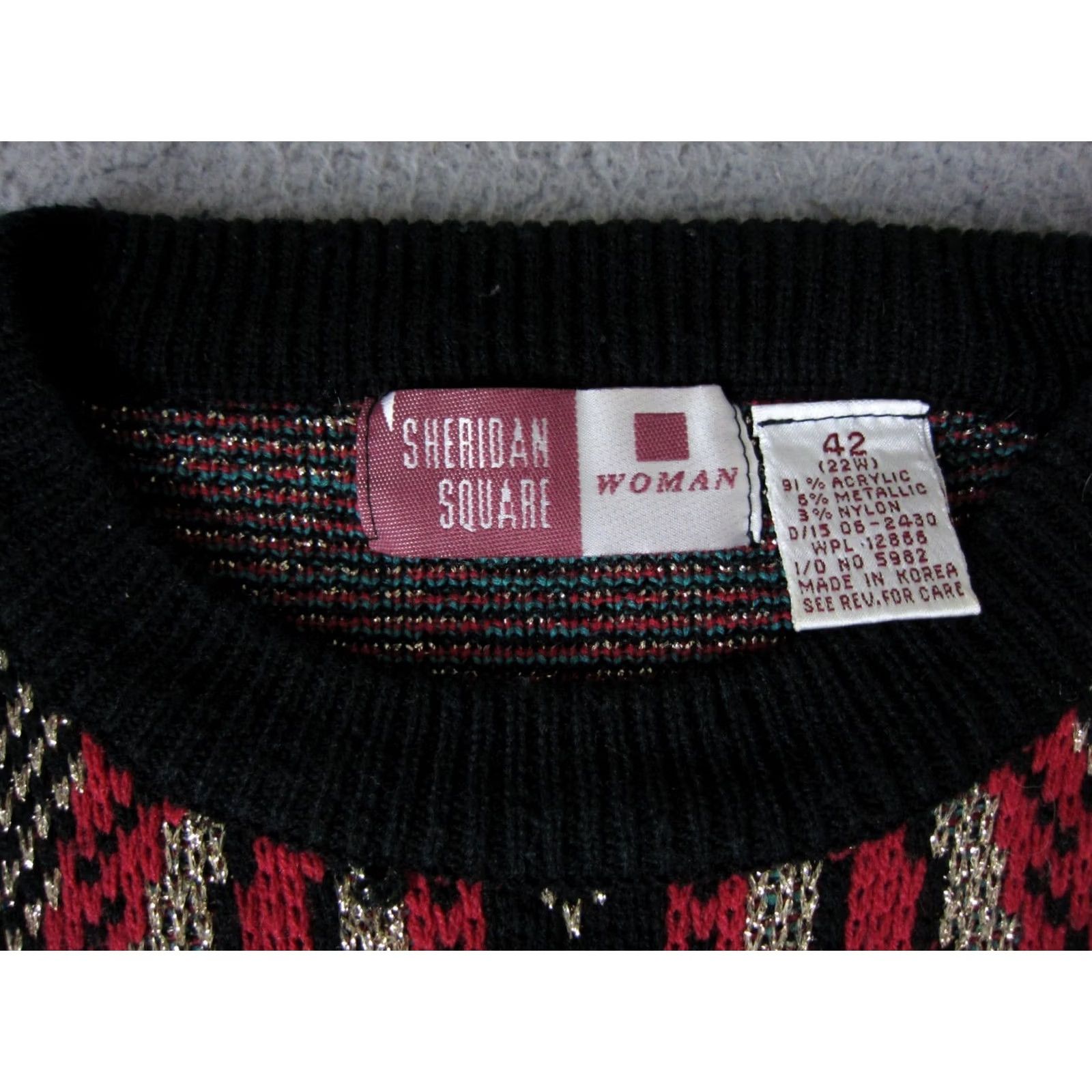 Vintage VINTAGE Sheridan Square Sweater Womens 22W Black Red Blue Paisley Baroque Gold 90s 80s Size 3XL / US 20-22 - 5 Thumbnail