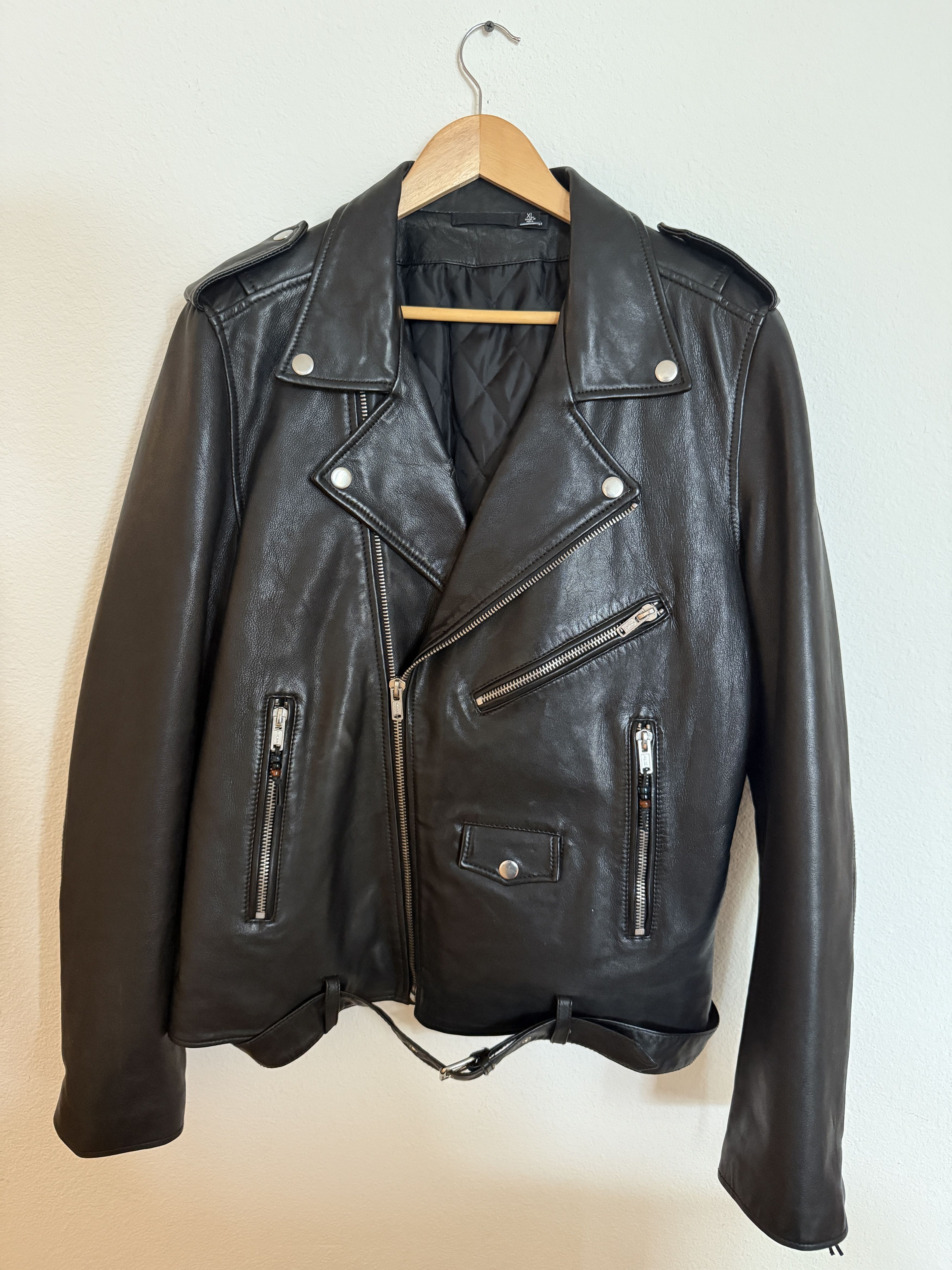 Blk Dnm Distressed Black Leather Motorcycle Jacket Size US XL / EU 56 / 4 - 1 Thumbnail