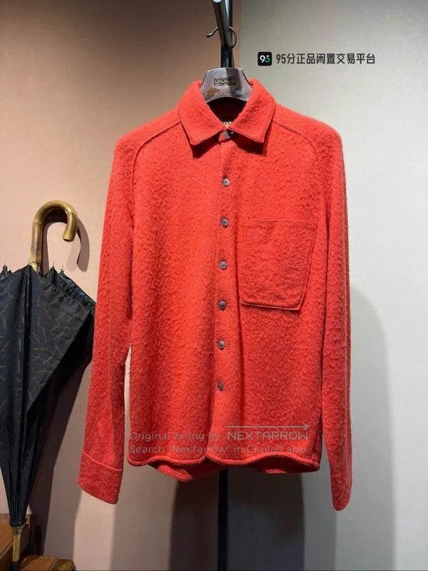 Ermenegildo Zegna Zegna Men's Red Solid Pointed Collar Long. Size US S / EU 44-46 / 1 - 6 Thumbnail