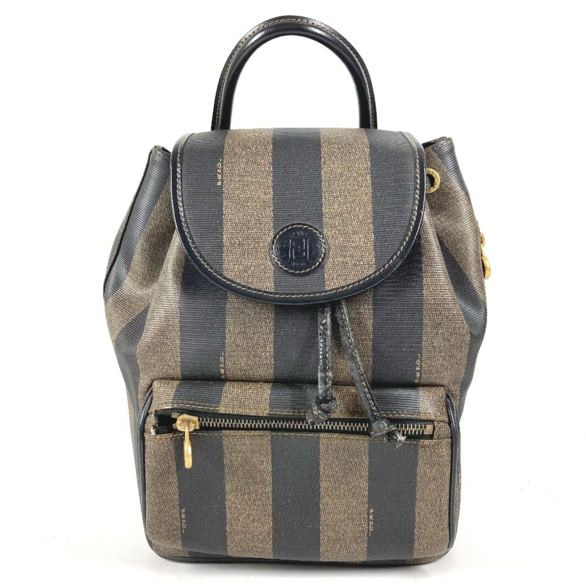 Fendi FENDI Vintage Pecan Logo Bag Backpack Rucksack Leather  display picture 1