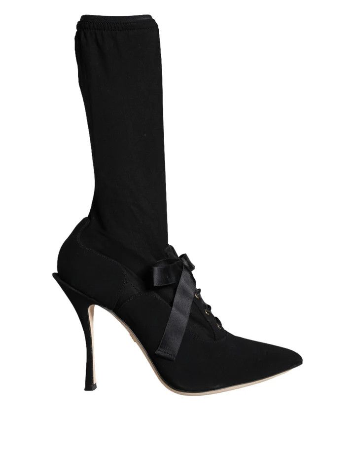 Dolce & Gabbana o1y0825 Spool Heel Ankle Boots in Black Size US 5.5 / IT 35.5 - 1 Thumbnail