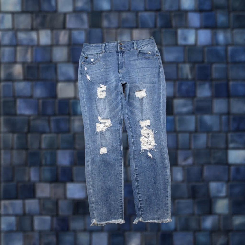 Vintage KanCan Maurices Womens Blue Stretch Denim Distressed Skinny Ankle Jeans Size 31 Size 24" / US 00 / IT 34 - 1 Thumbnail
