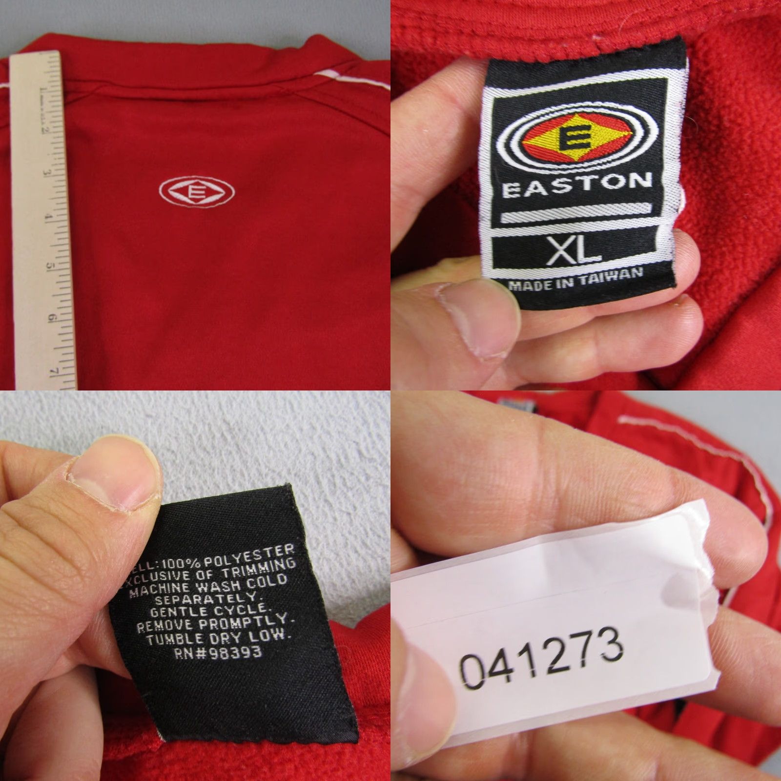 Vintage Easton Sweatshirt Mens XL Red Fleece V-Neck Pullover Baseball Warmup Pockets Logo Size US XL / EU 56 / 4 - 8 Thumbnail