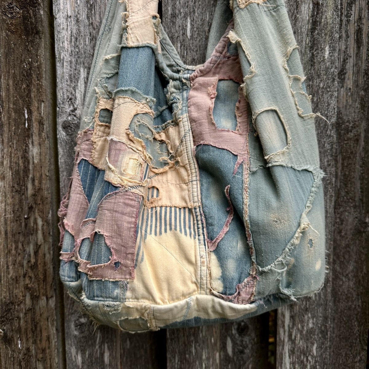 Kapital Kapital Boro Snufkin patchwork laundry tote messenger bag Size ONE SIZE - 8 Thumbnail