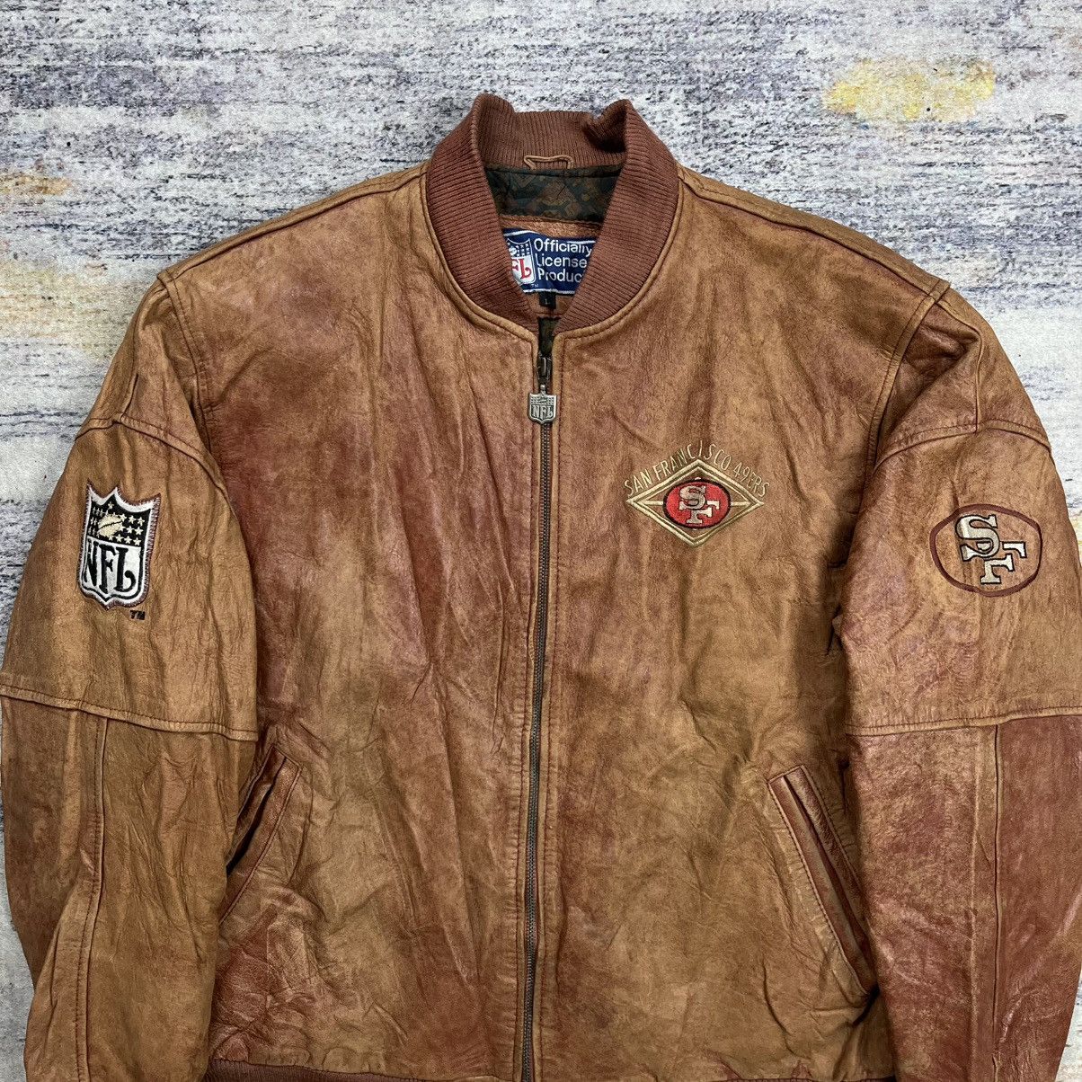NFL Vintage 90s Nfl 49ers bomber leather jacket by campri Size US L / EU 52-54 / 3 - 4 Thumbnail