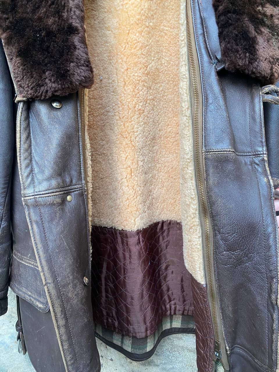 Vintage Retro 30s 40s Brown French BARNSTORMER Leather Coat Size US L / EU 52-54 / 3 - 15 Thumbnail