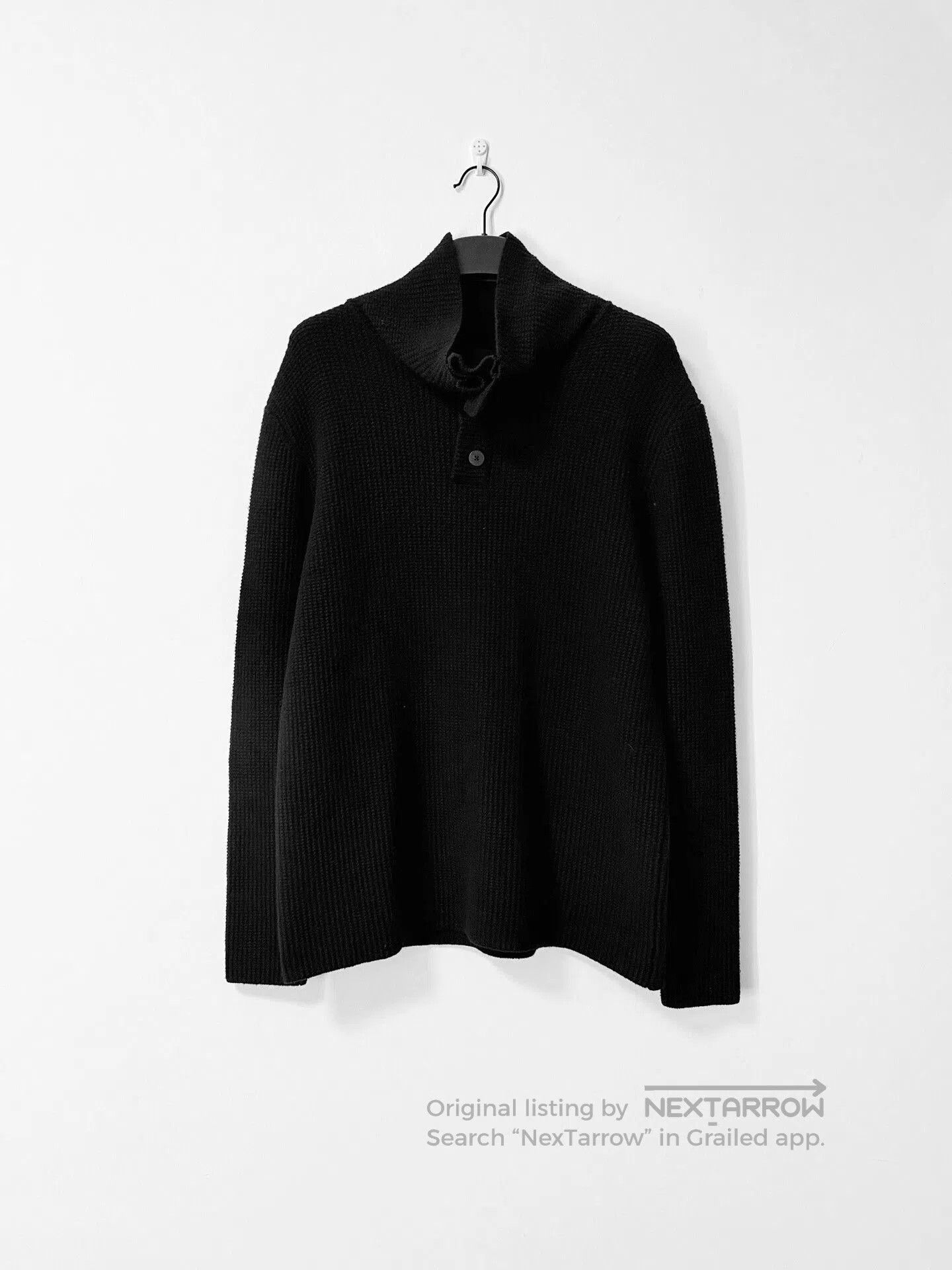 Japanese Brand Black High Neck Wool Sweater. Size US L / EU 52-54 / 3 - 1 Thumbnail