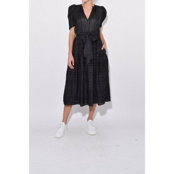 image of Ulla Johnson New NWT $695 Eudora Black Beaded Dress Noir Boho, Women's (Size XS)