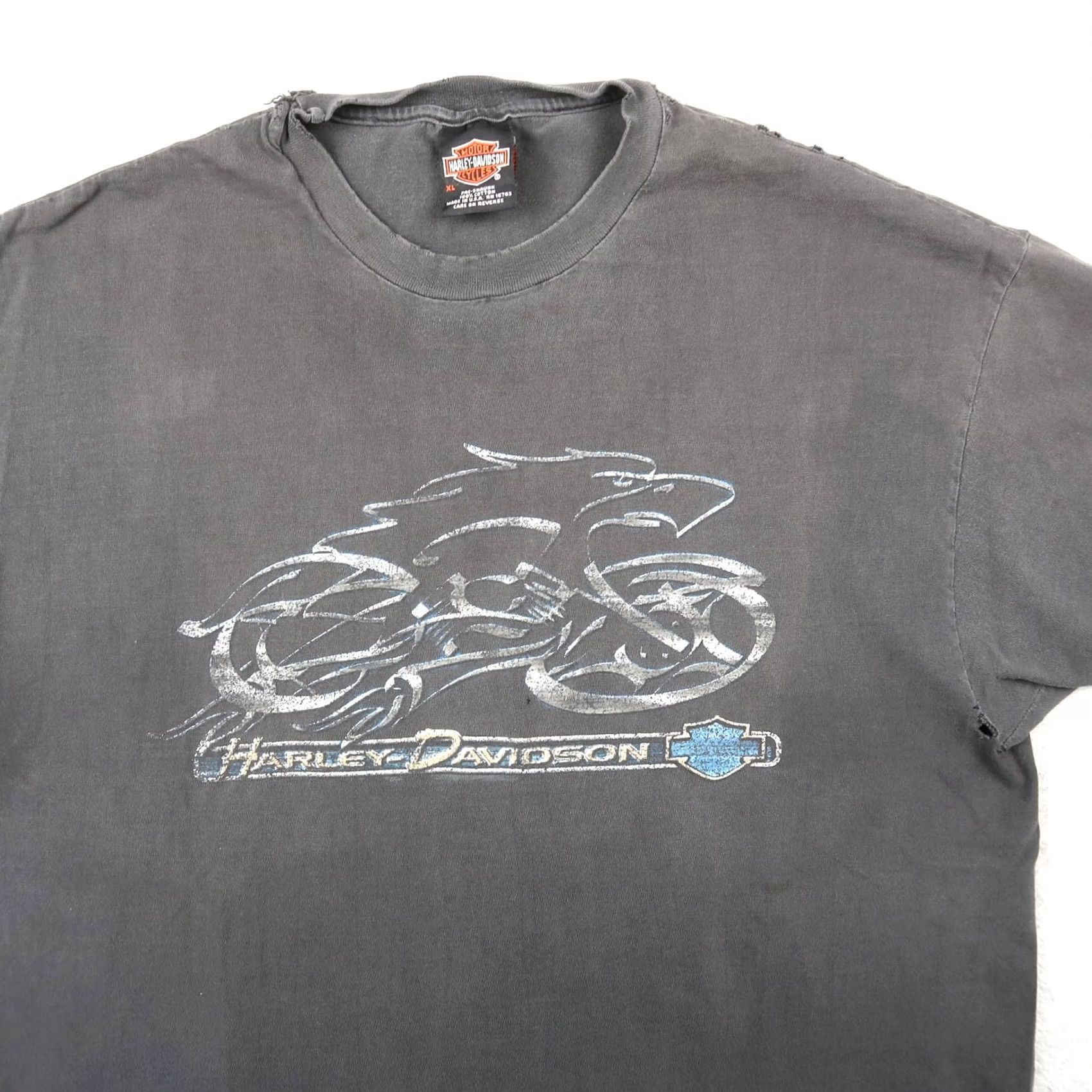 Harley Davidson VINTAGE Harley-Davidson Eagle XL Grunge T Shirt Short Sleeve Fade Black Men's XL Graphic Print 2000s USA Biker Rock Retro Yellow? Size US XL / EU 56 / 4 - 3 Thumbnail