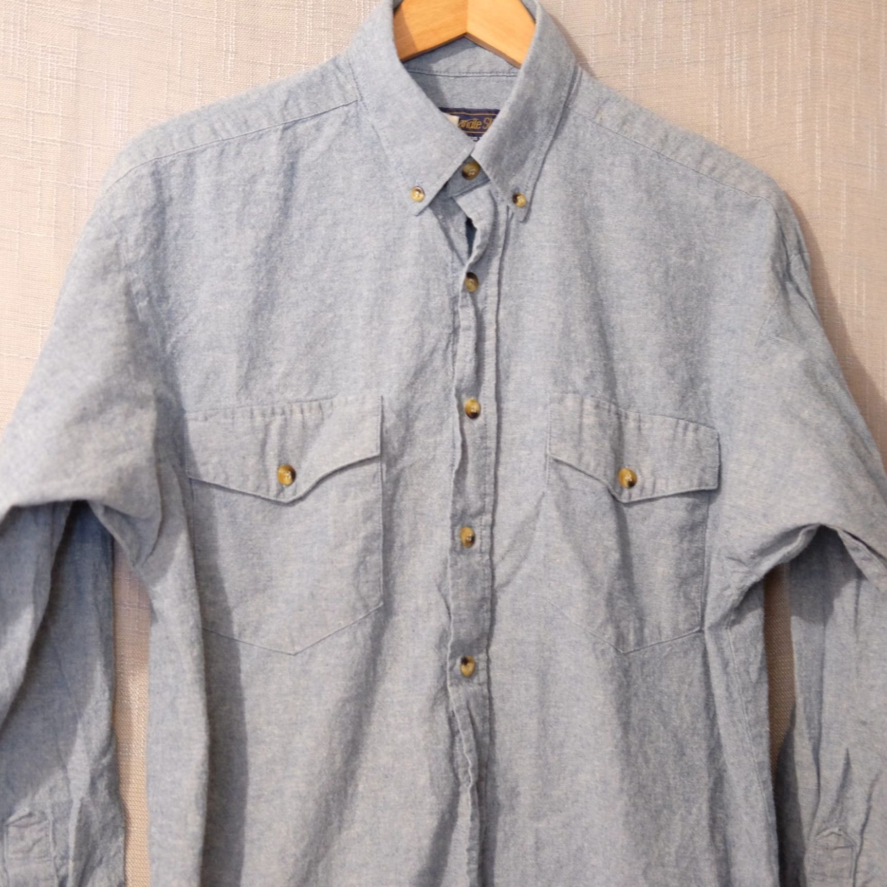 Vintage VINTAGE Panhandle Slim Blue Shirt Longsleeve Pockets Mens 16x35 (Large) #A17-23 Size US L / EU 52-54 / 3 - 2 Thumbnail